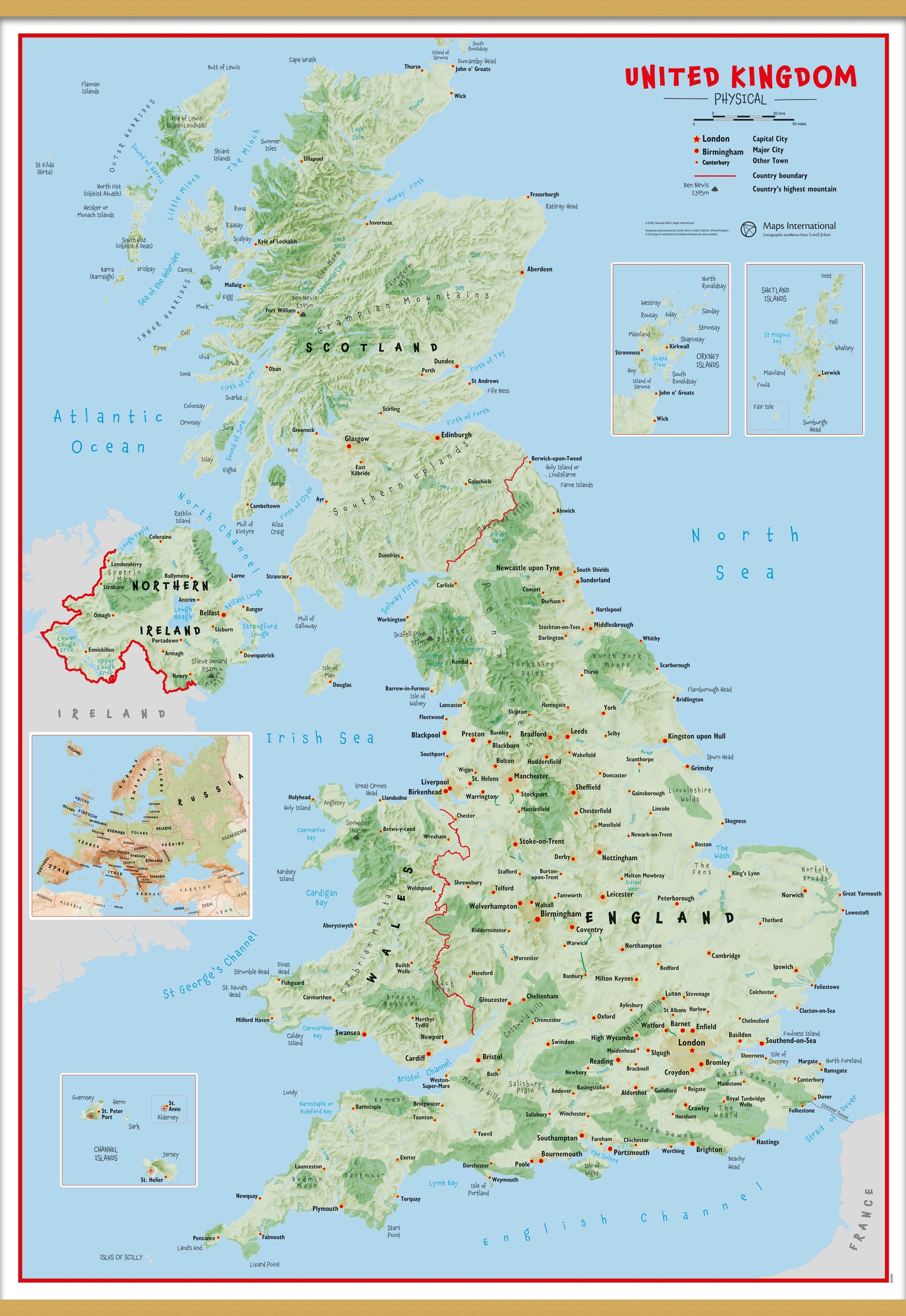UK00629_L_LWDHB - Primary UK Wall Map Physical