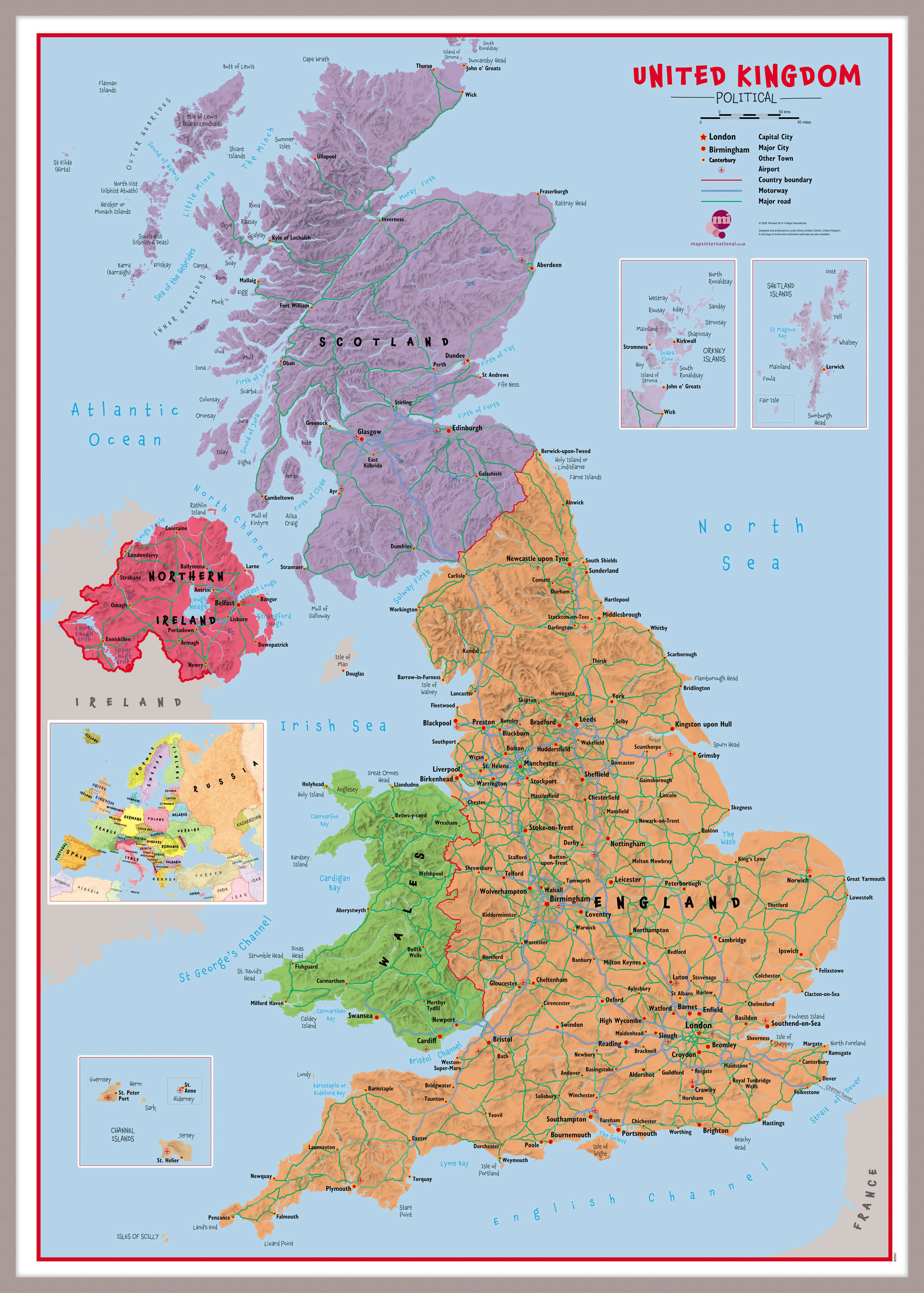 UK00628_L_MGFAL - Primary UK Wall Map Political