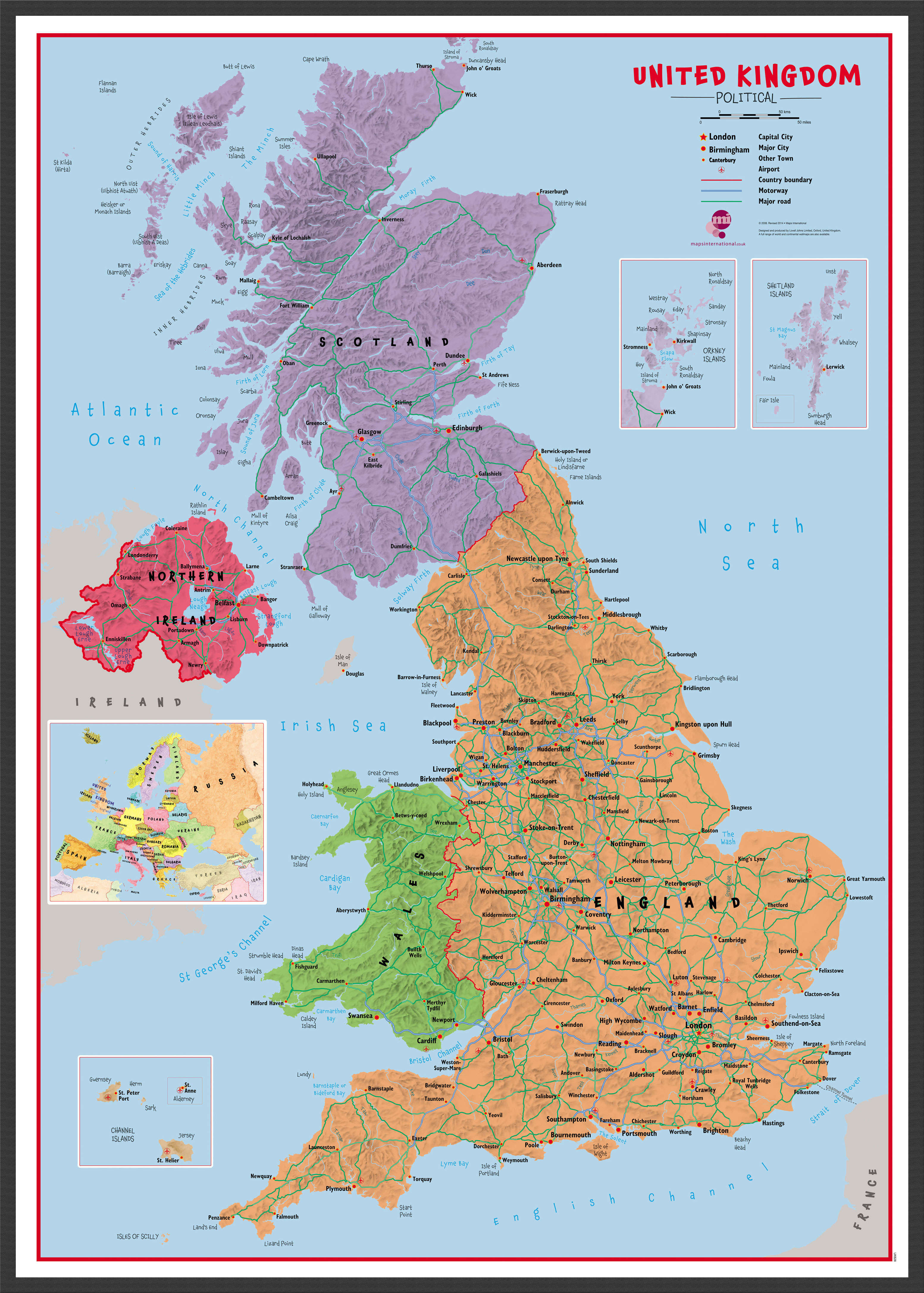 UK00628_L_LBWBL - Primary UK Wall Map Political