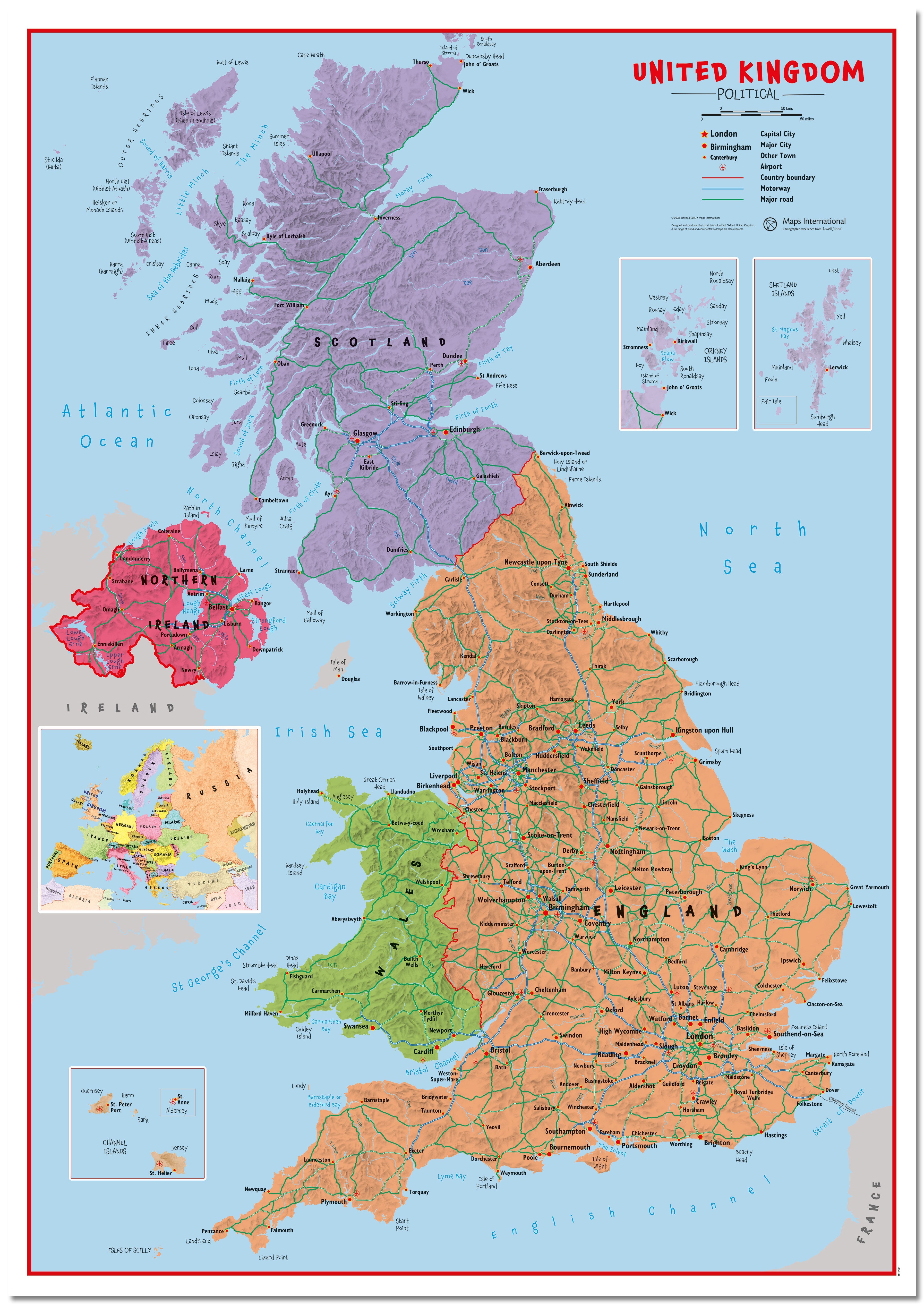 UK00628_L_LMBRD - Primary UK Wall Map Political