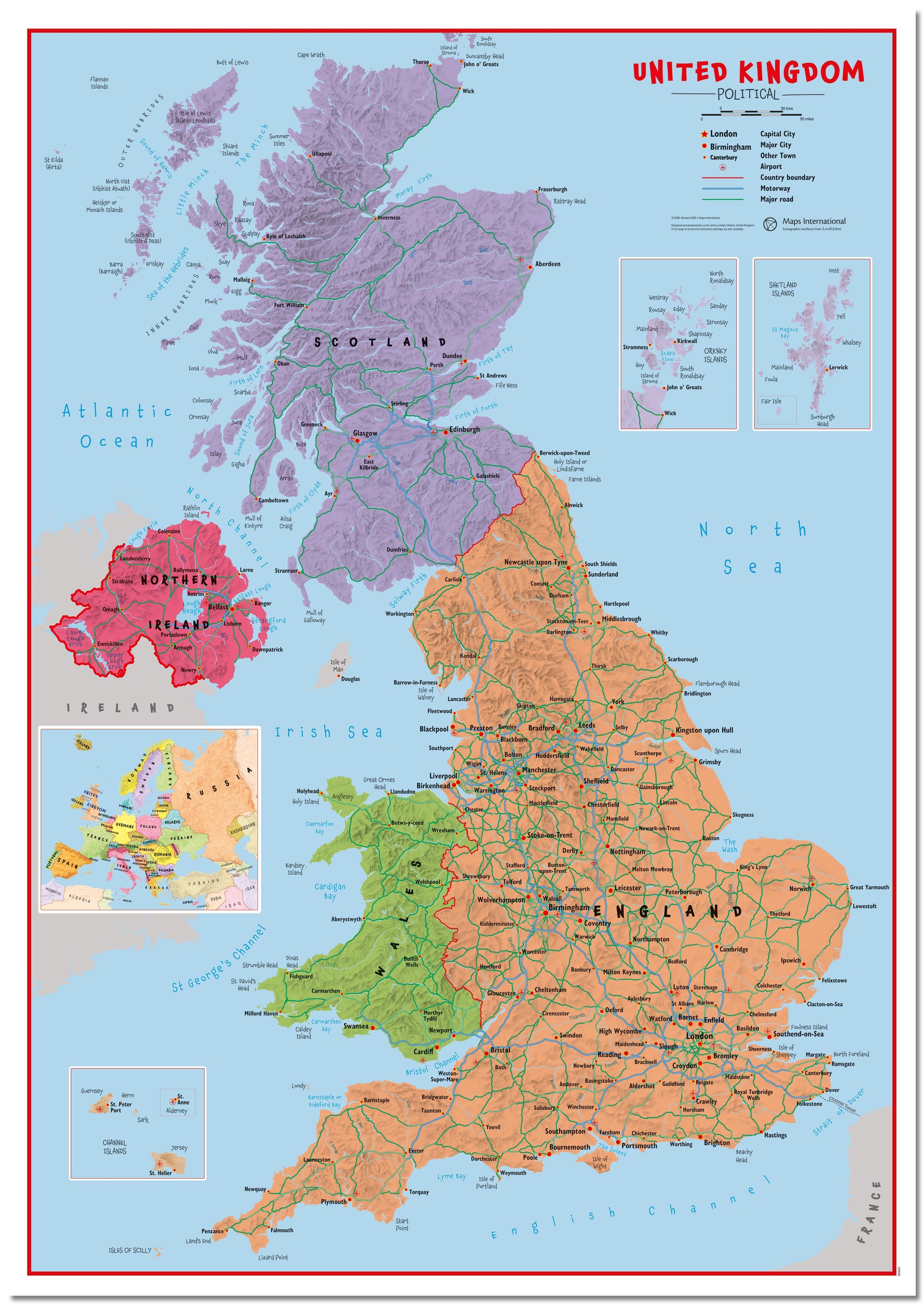 UK00628_H_LMBRD - Primary UK Wall Map Political
