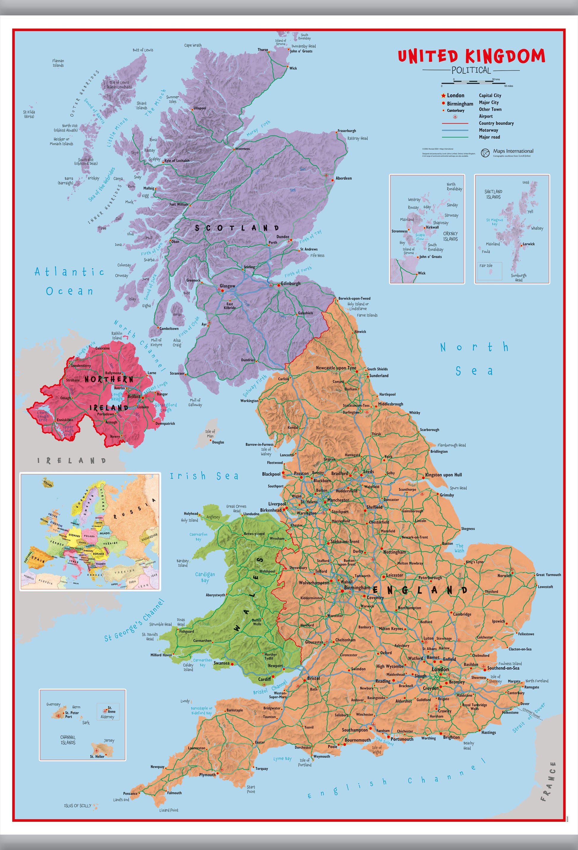 UK00628_L_LAMHB - Primary UK Wall Map Political