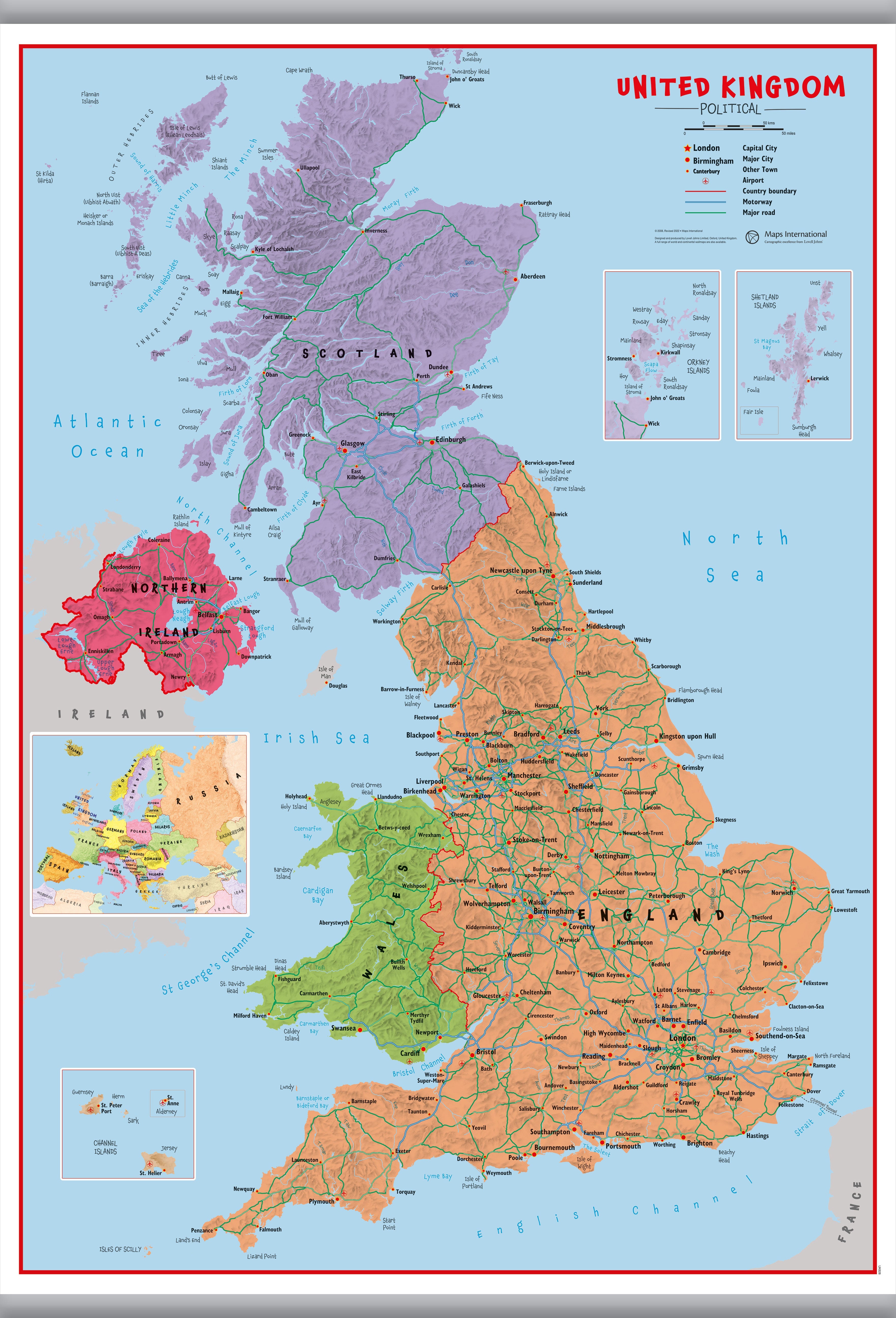 UK00628_L_LAMHB - Primary UK Wall Map Political