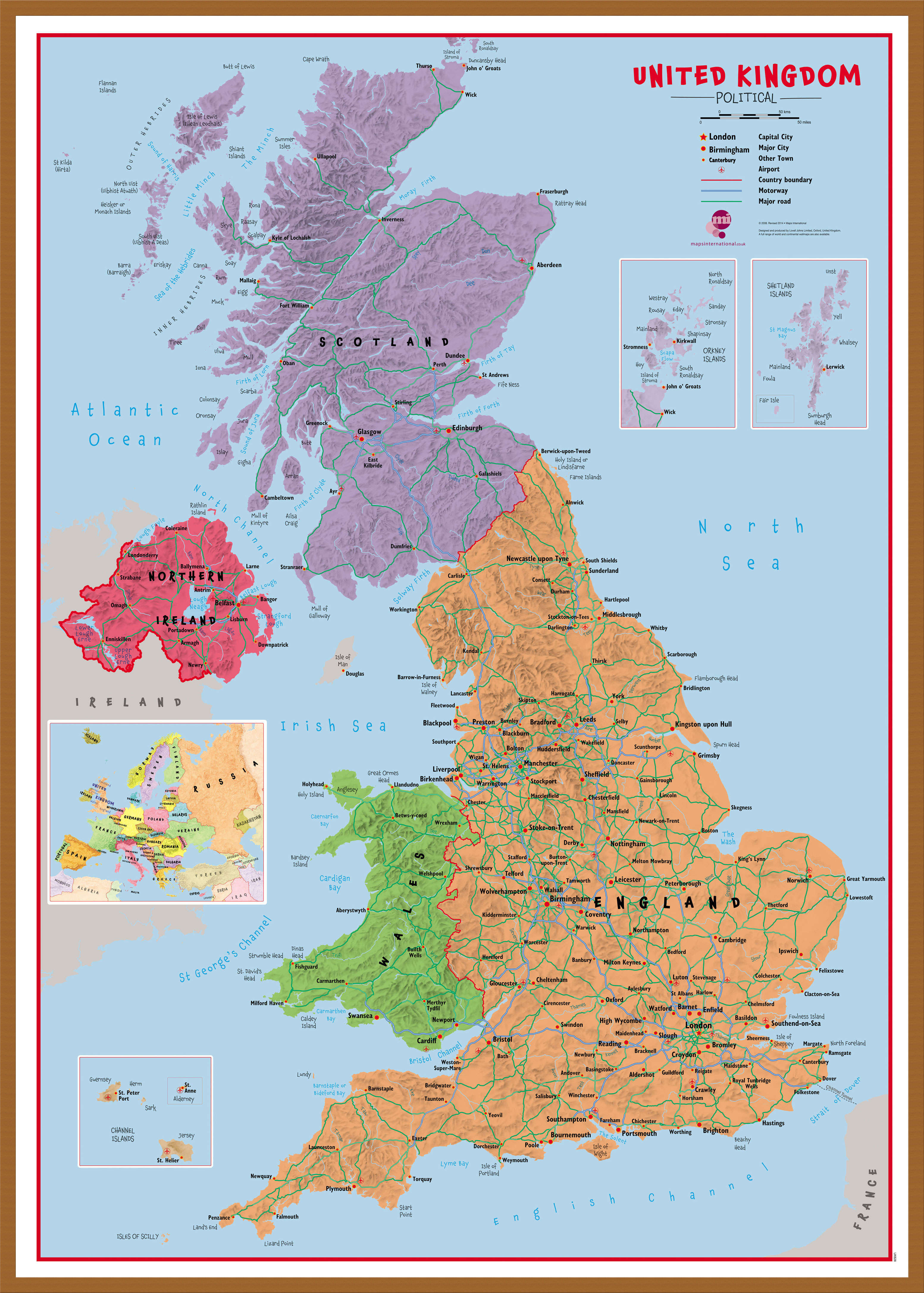 UK00628_L_LBWTE - Primary UK Wall Map Political