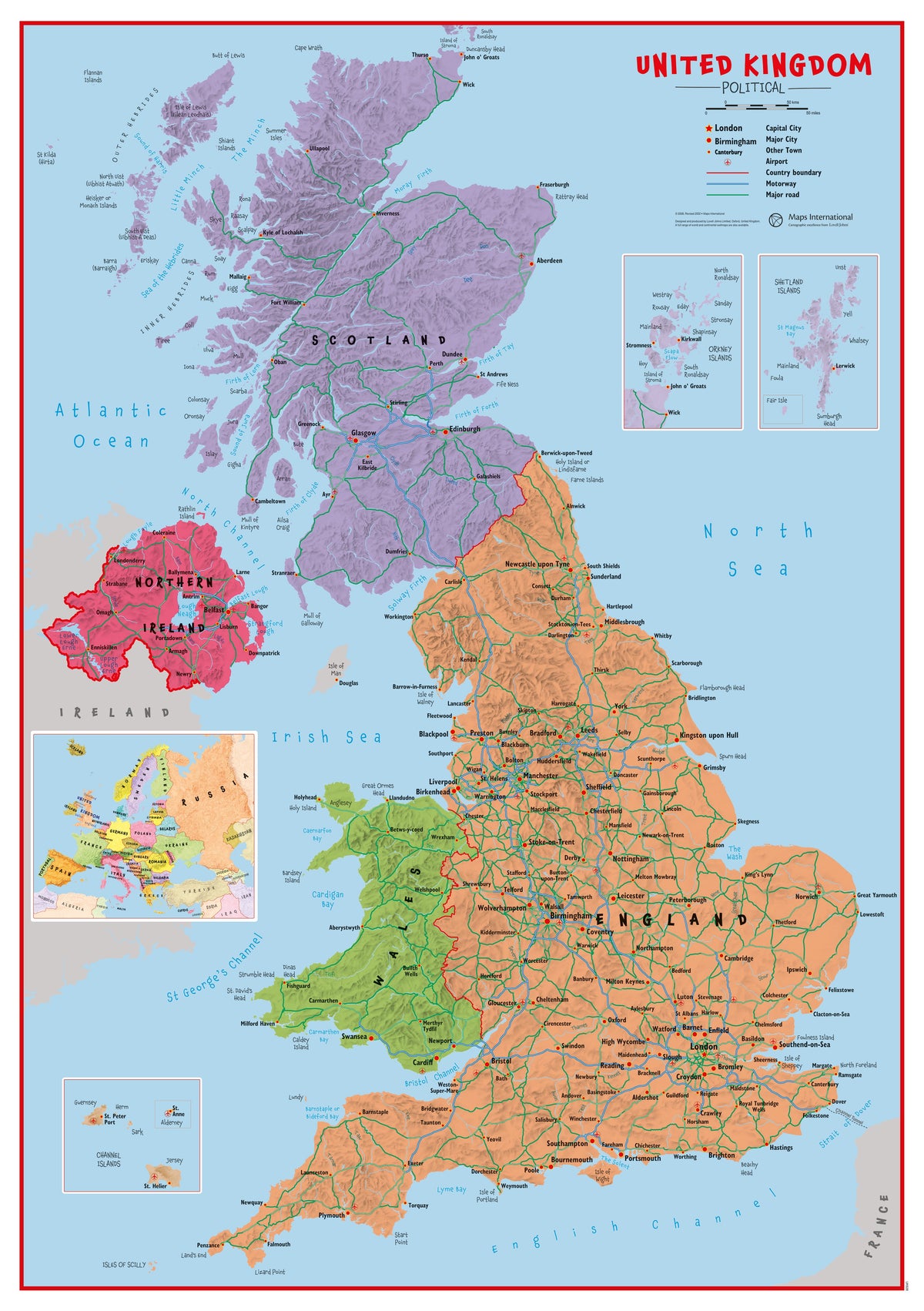 UK00628_L_PAPER Primary UK Wall Map Political