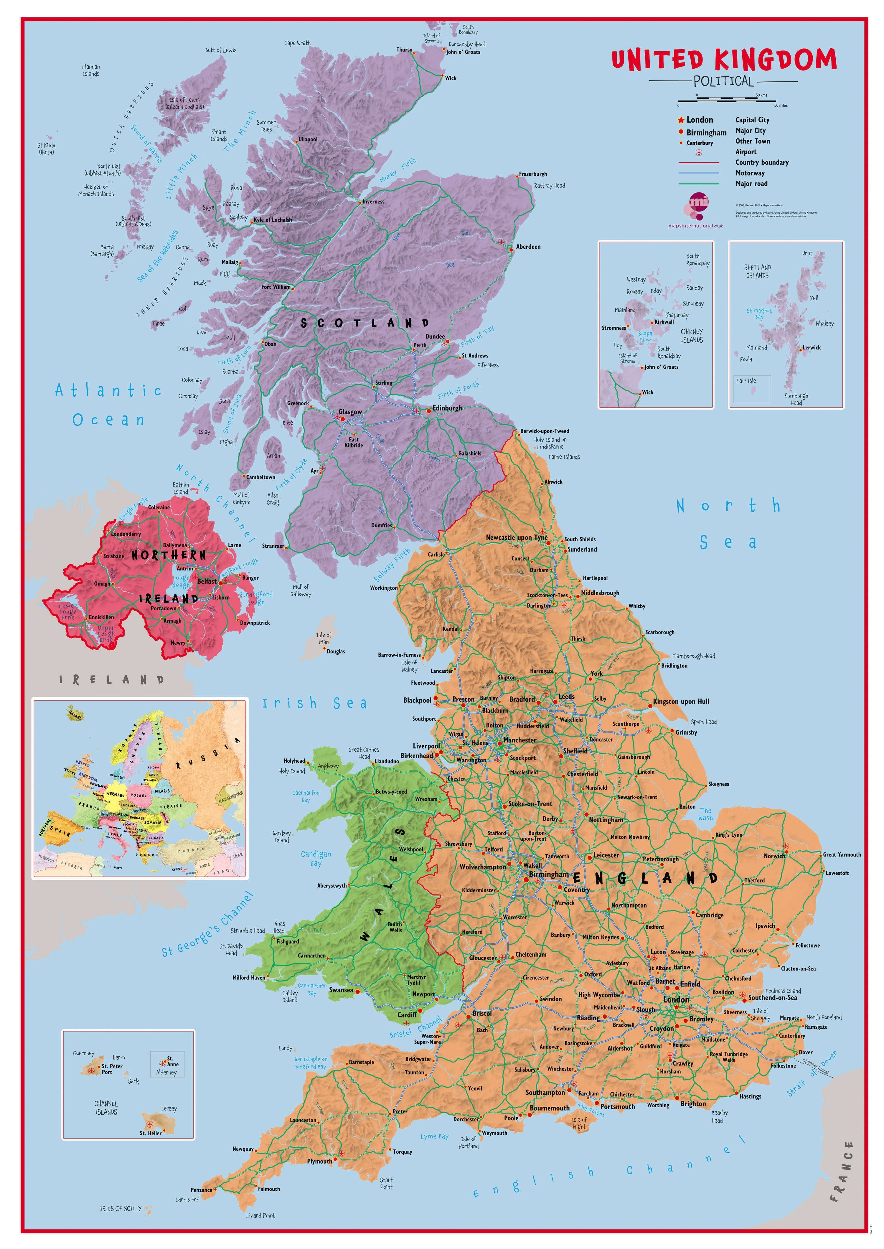 UK00628_H_CANRL - Primary UK Wall Map Political