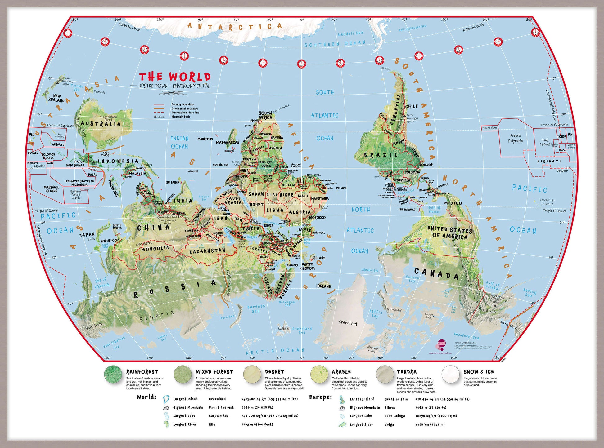 WM00458_L_LBDAL - Primary Upside Down World Wall Map Environmental