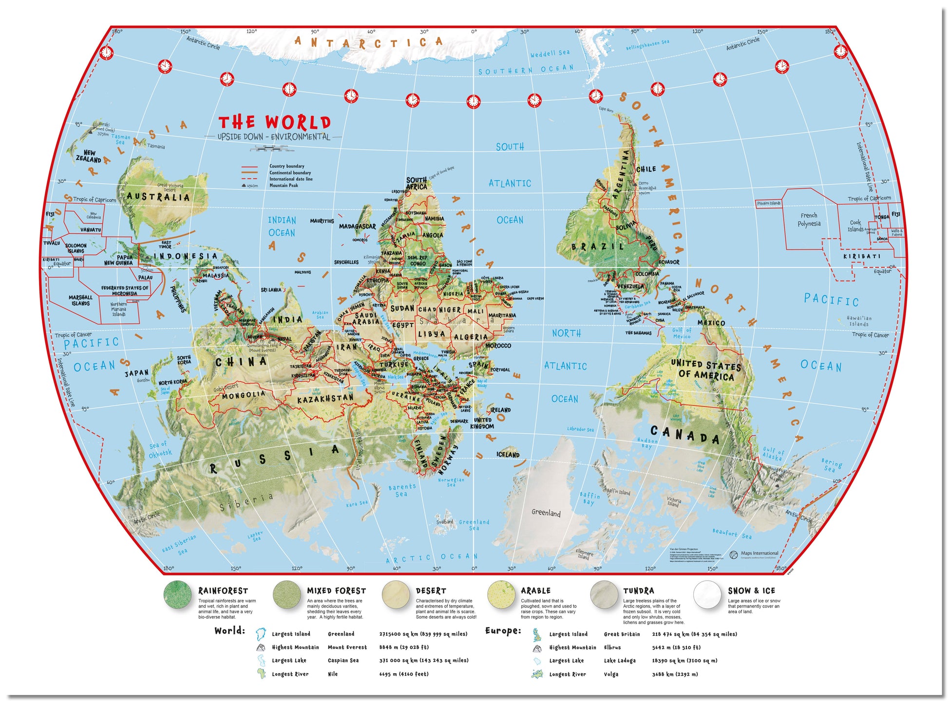 WM00458_H_LMBRD - Primary Upside Down World Wall Map Environmental