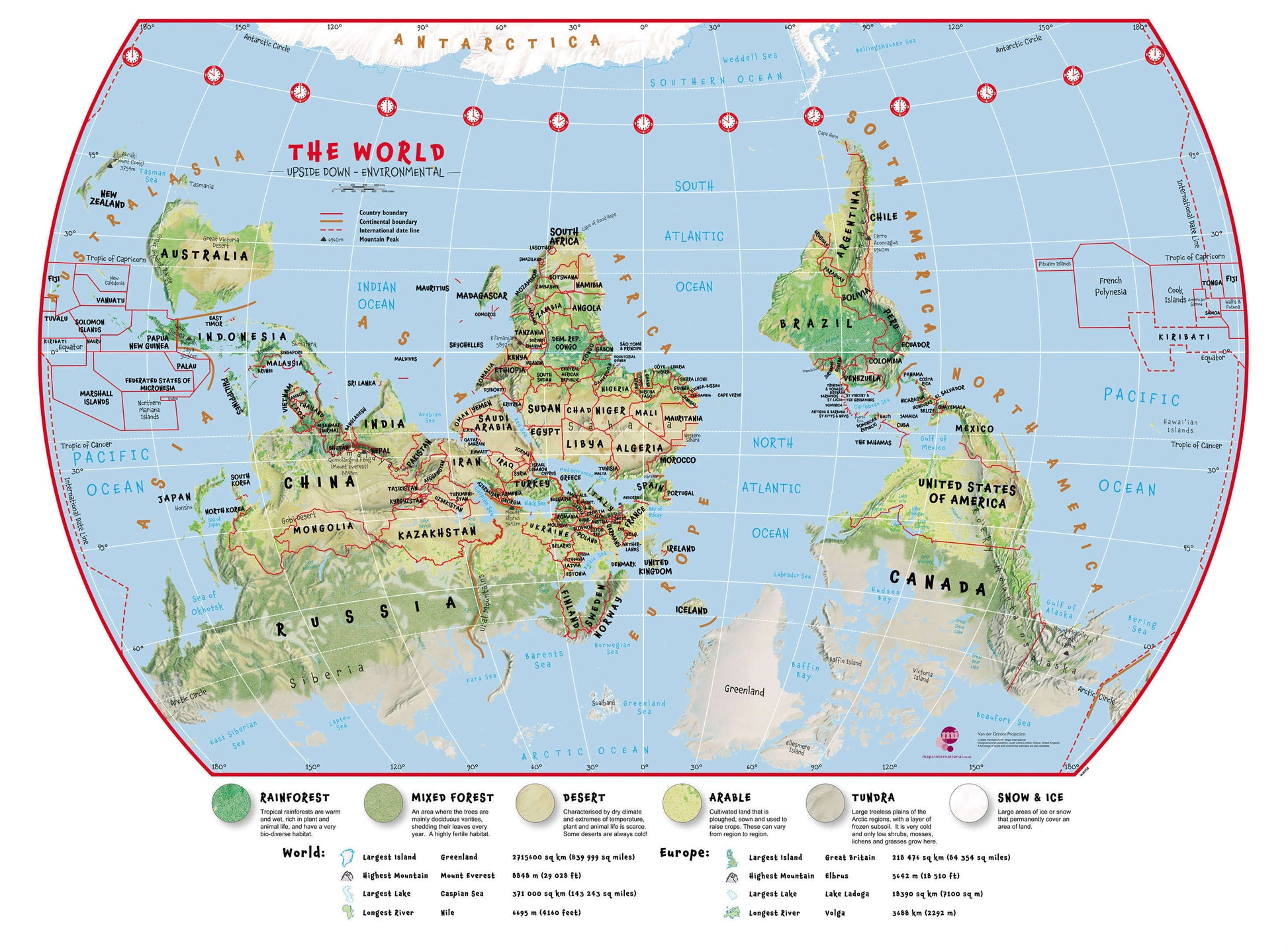 WM00458_L_CANRL - Primary Upside Down World Wall Map Environmental