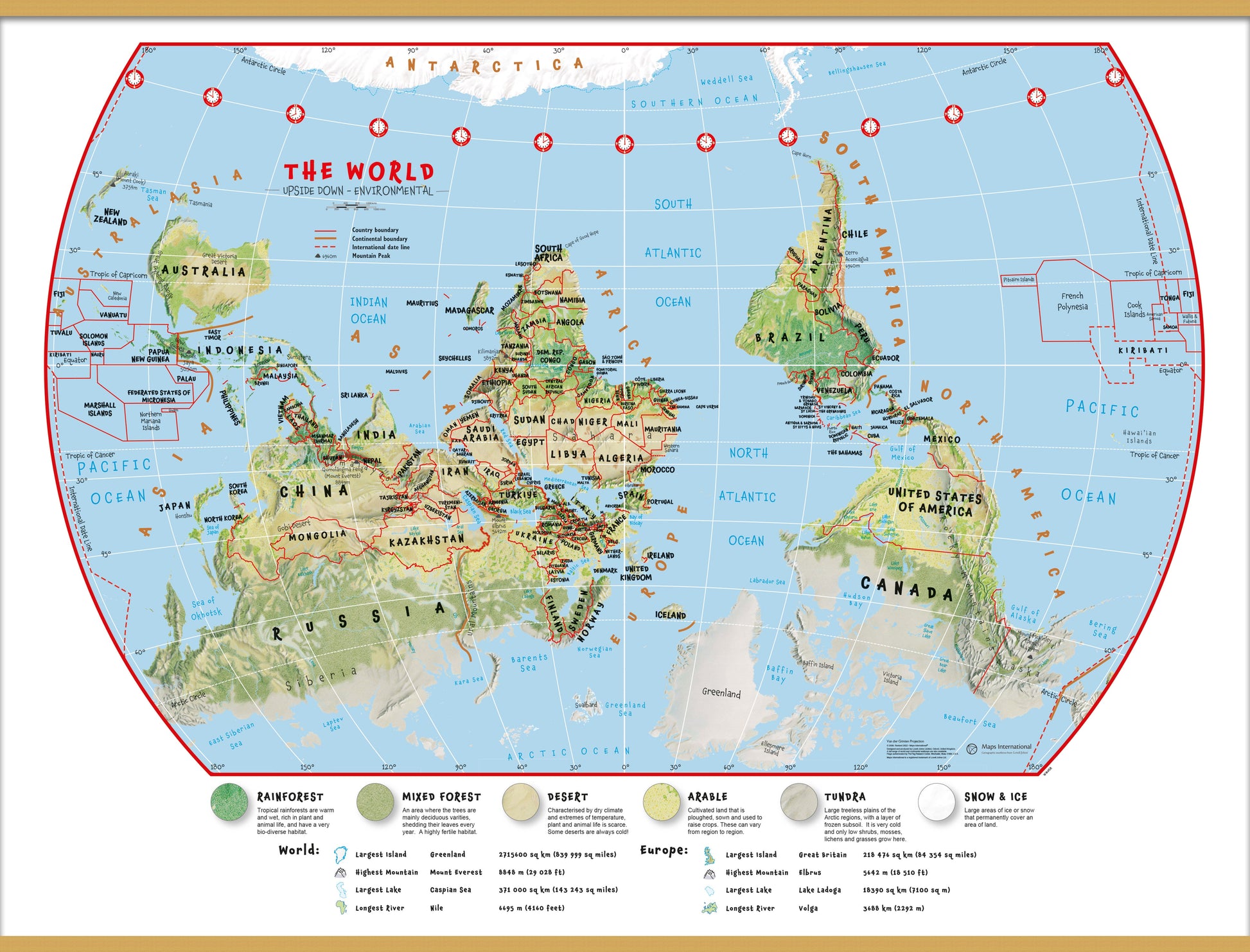 WM00458_H_CWDHB - Primary Upside Down World Wall Map Environmental
