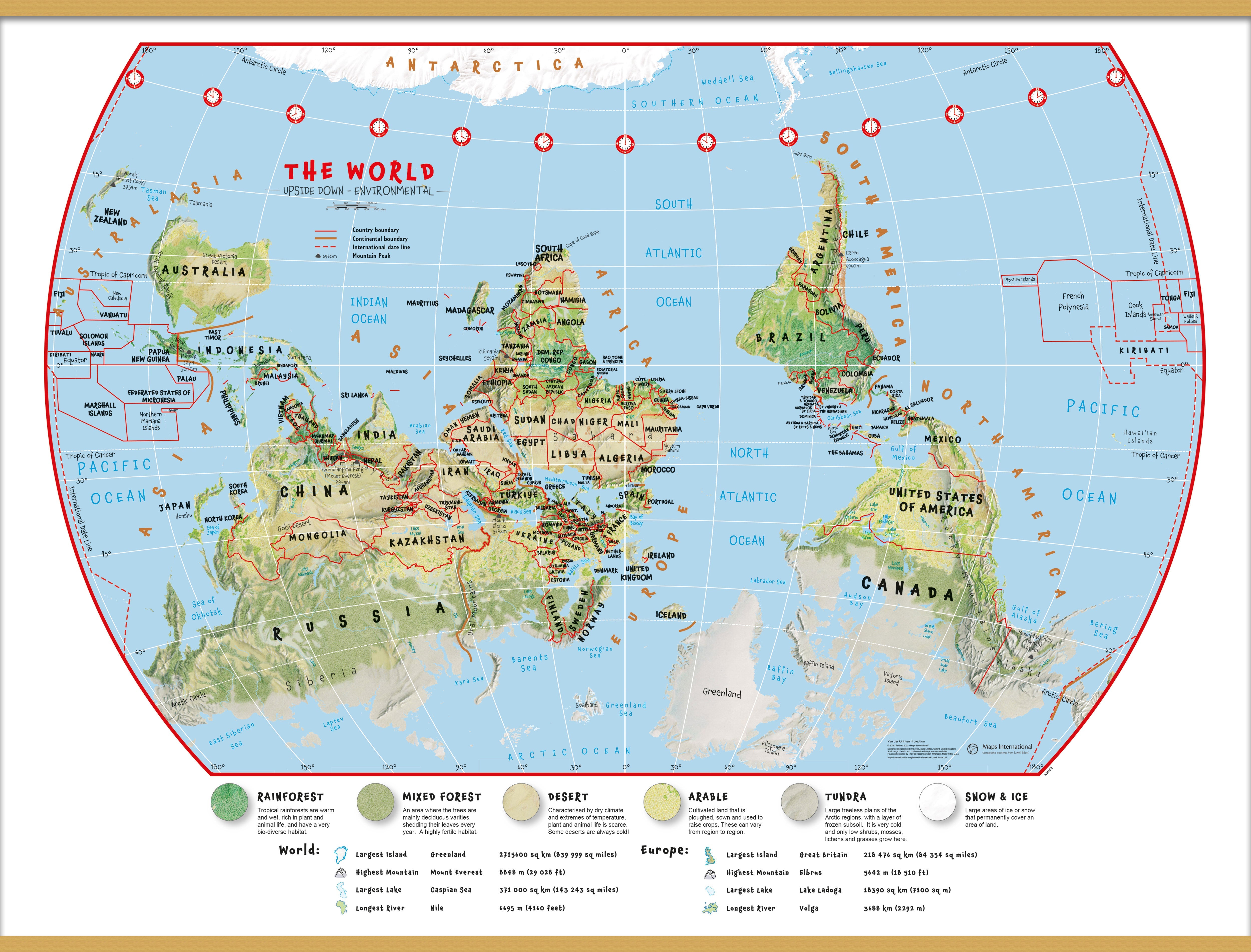 WM00458_L_LWDHB - Primary Upside Down World Wall Map Environmental