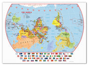 WM00457_L_CANVA - Primary Upside Down World Wall Map Political with flags