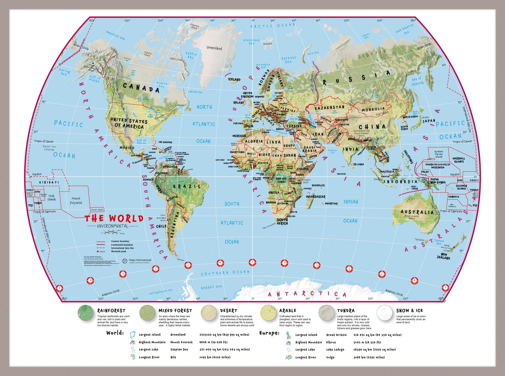 WM00415_S_PINAL - Primary World Wall Map Environmental