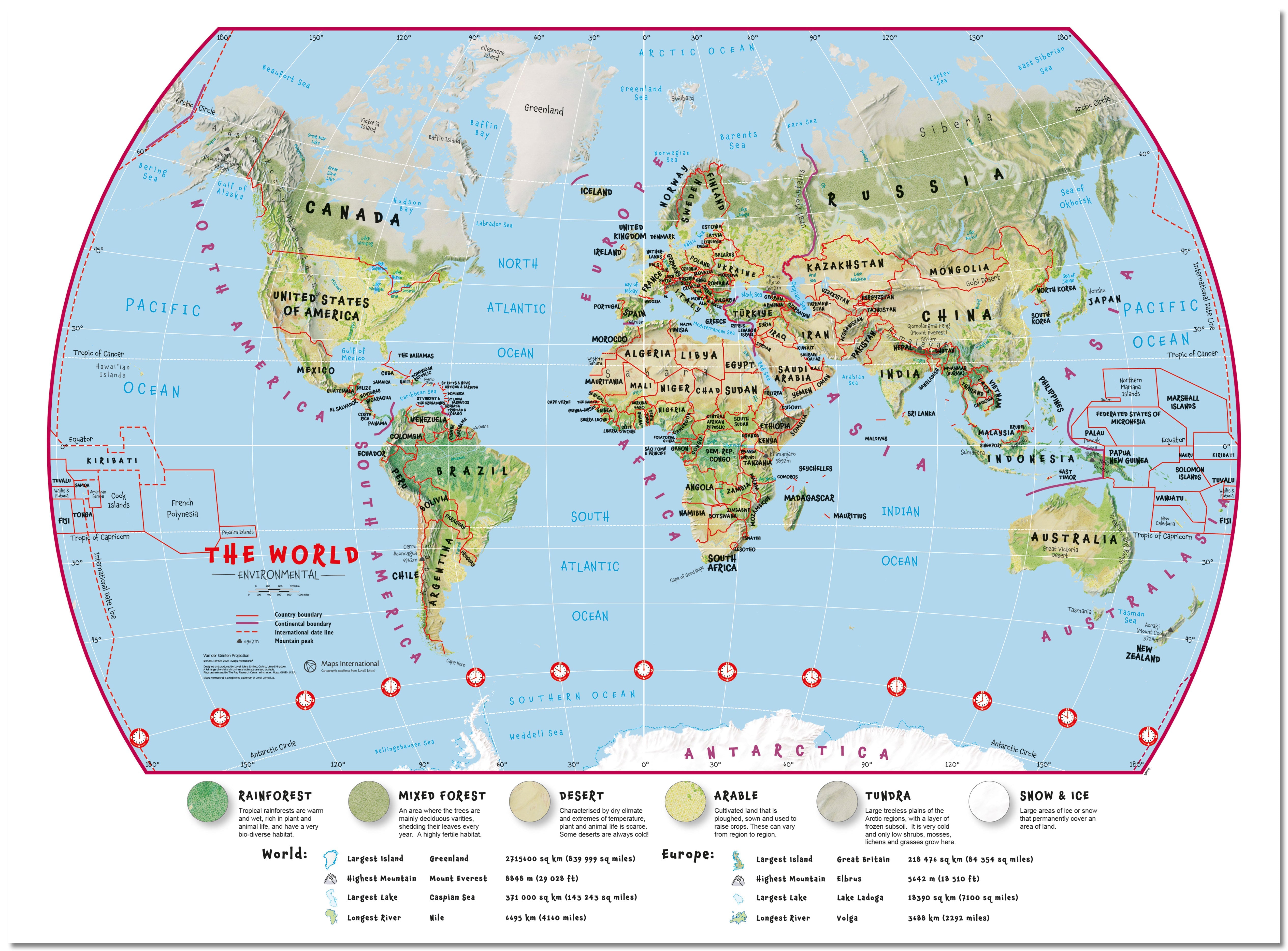 WM00415_S_PNBRD - Primary World Wall Map Environmental