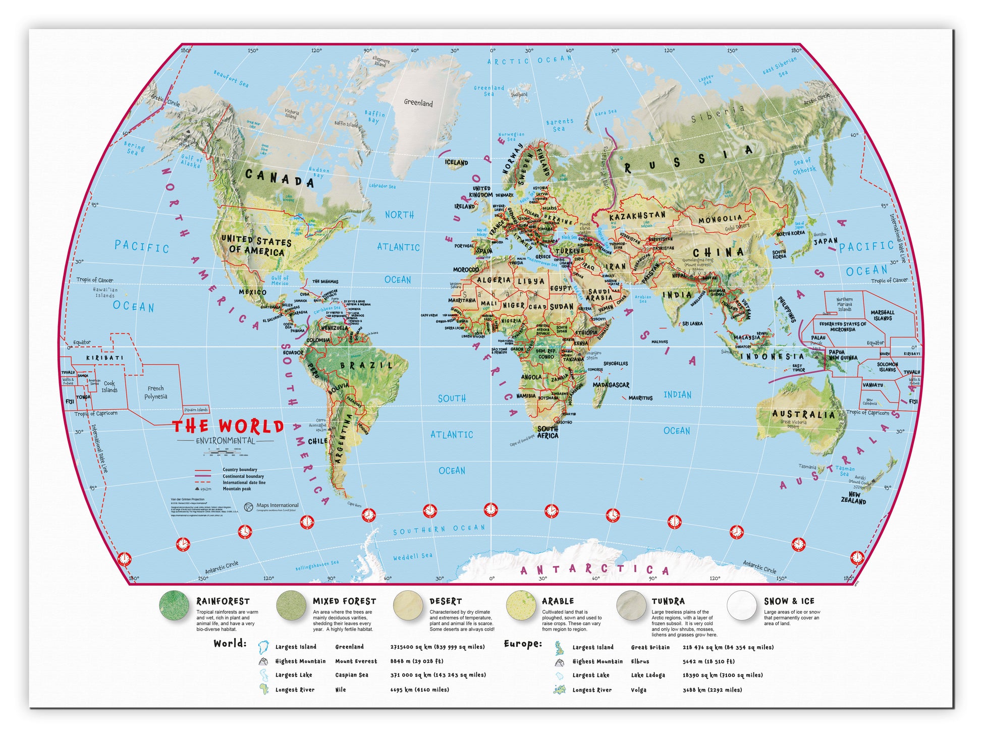 Primary World Wall Map Environmental Canvas Canva