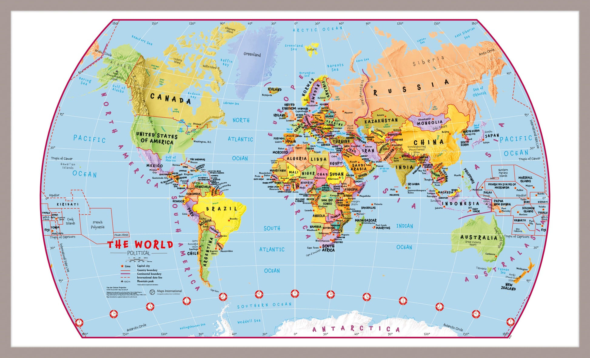 WM00797_M_PINAL - Primary World Wall Map Political