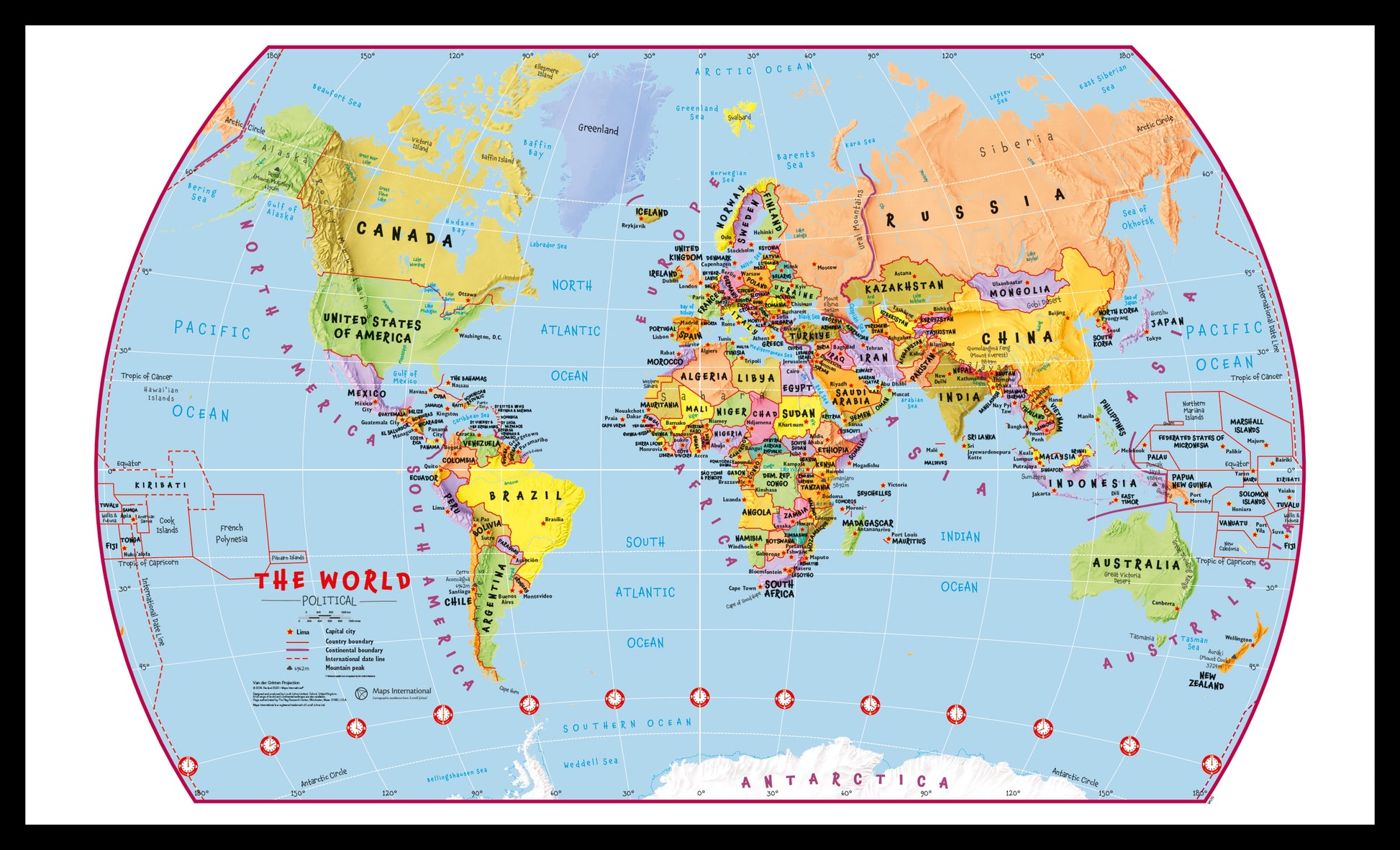 WM00797_S_PINBL - Primary World Wall Map Political