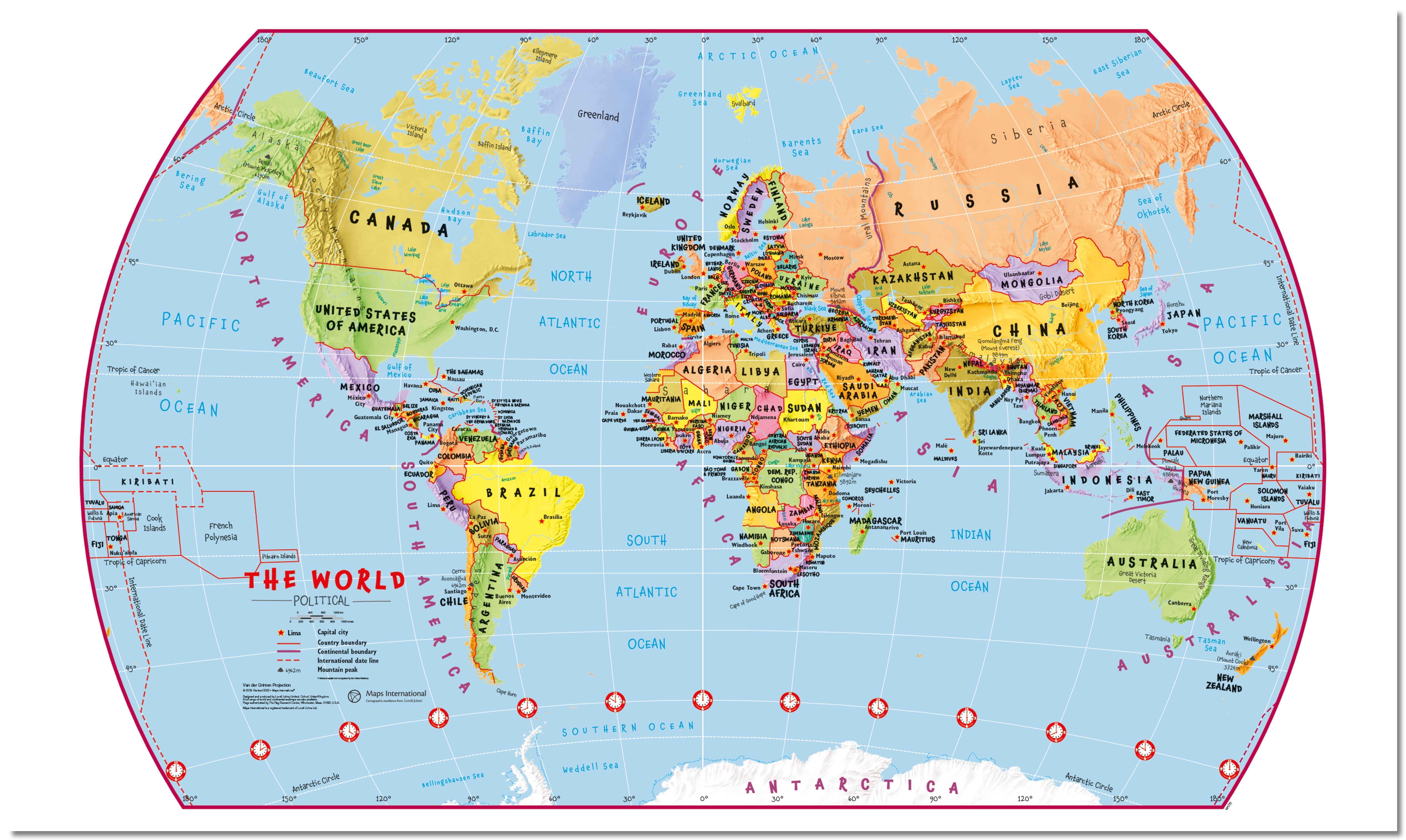WM00797_S_PNBRD - Primary World Wall Map Political