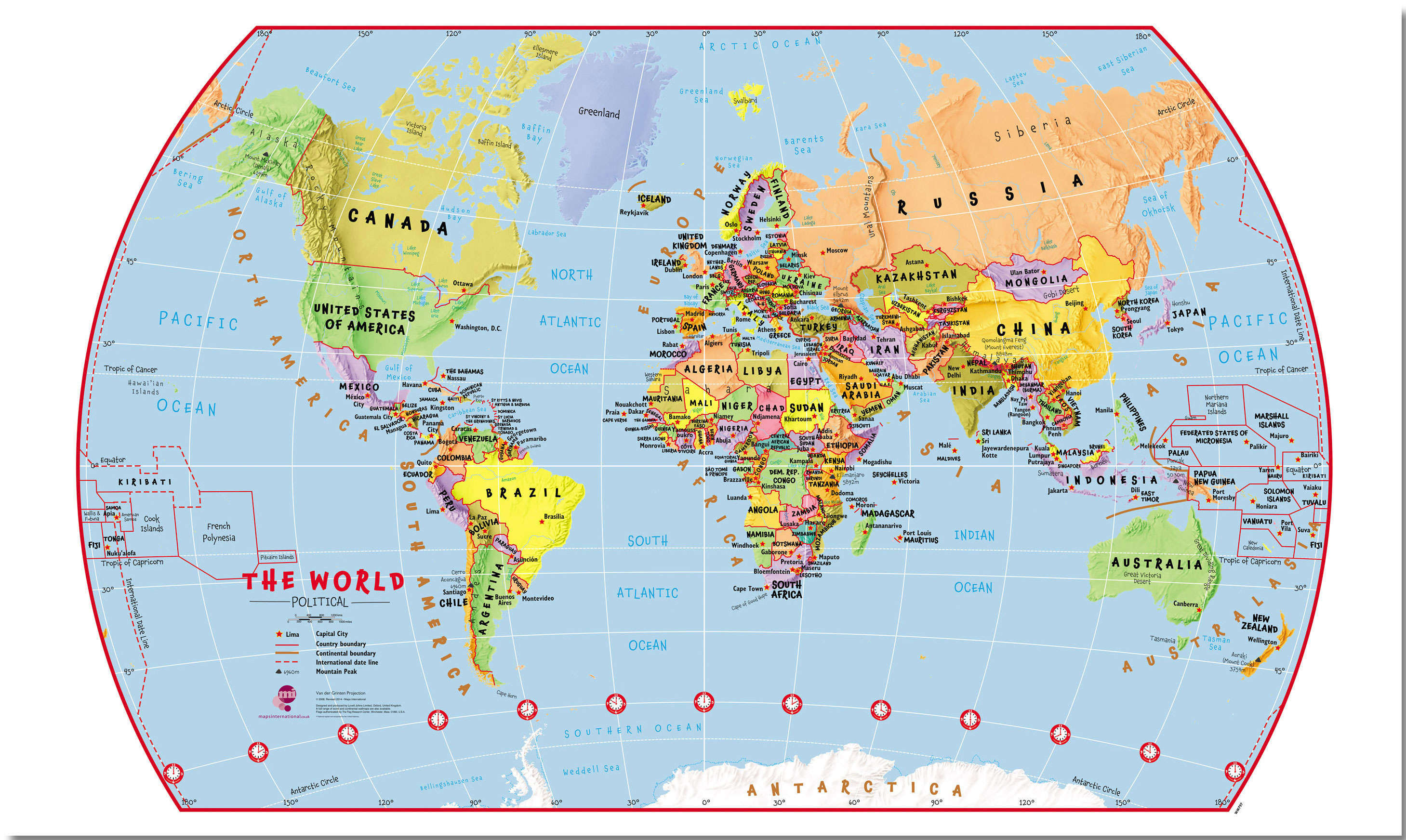 WM00797_M_PNBRD - Primary World Wall Map Political