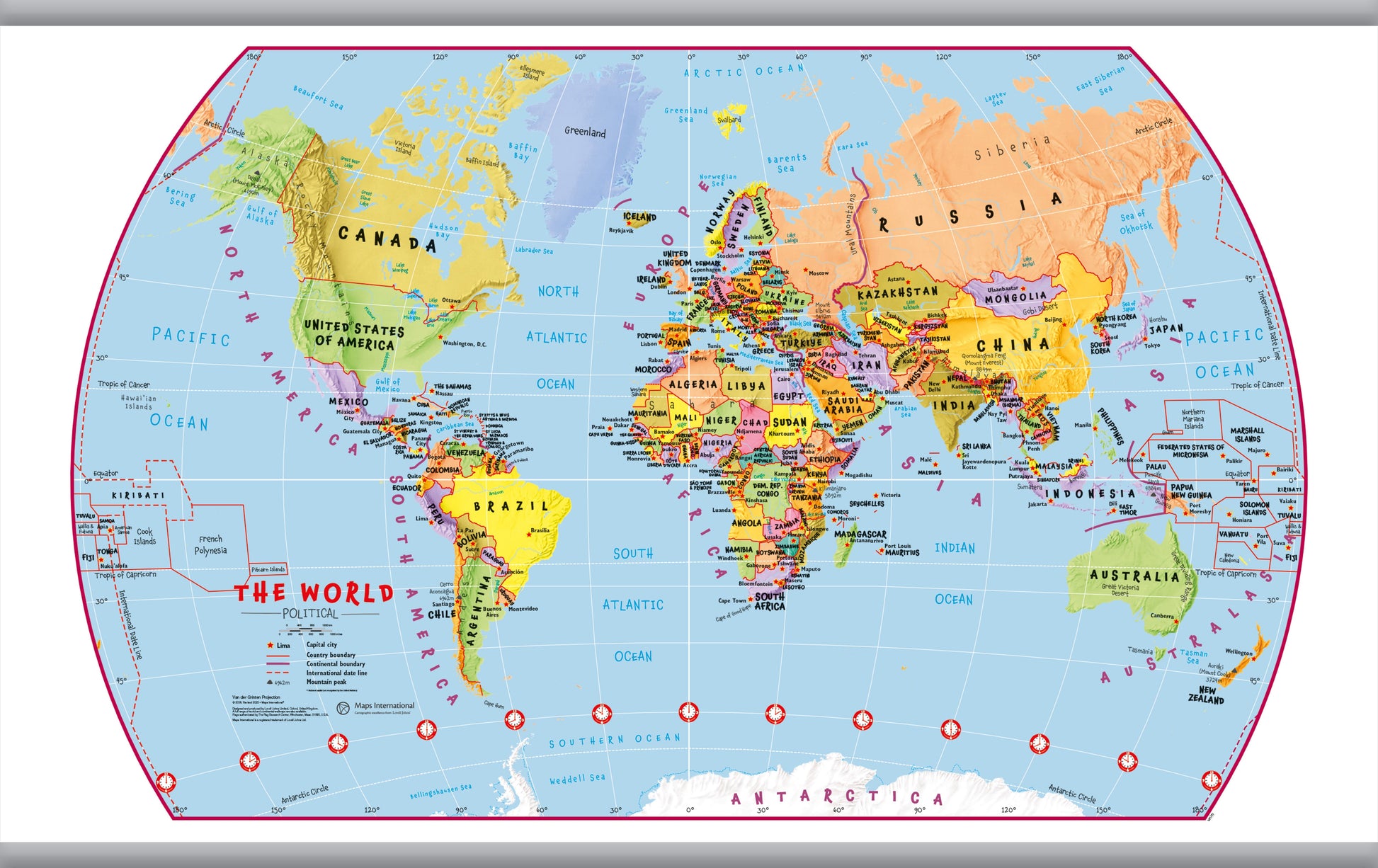 WM00797_L_LAMHB - Primary World Wall Map Political