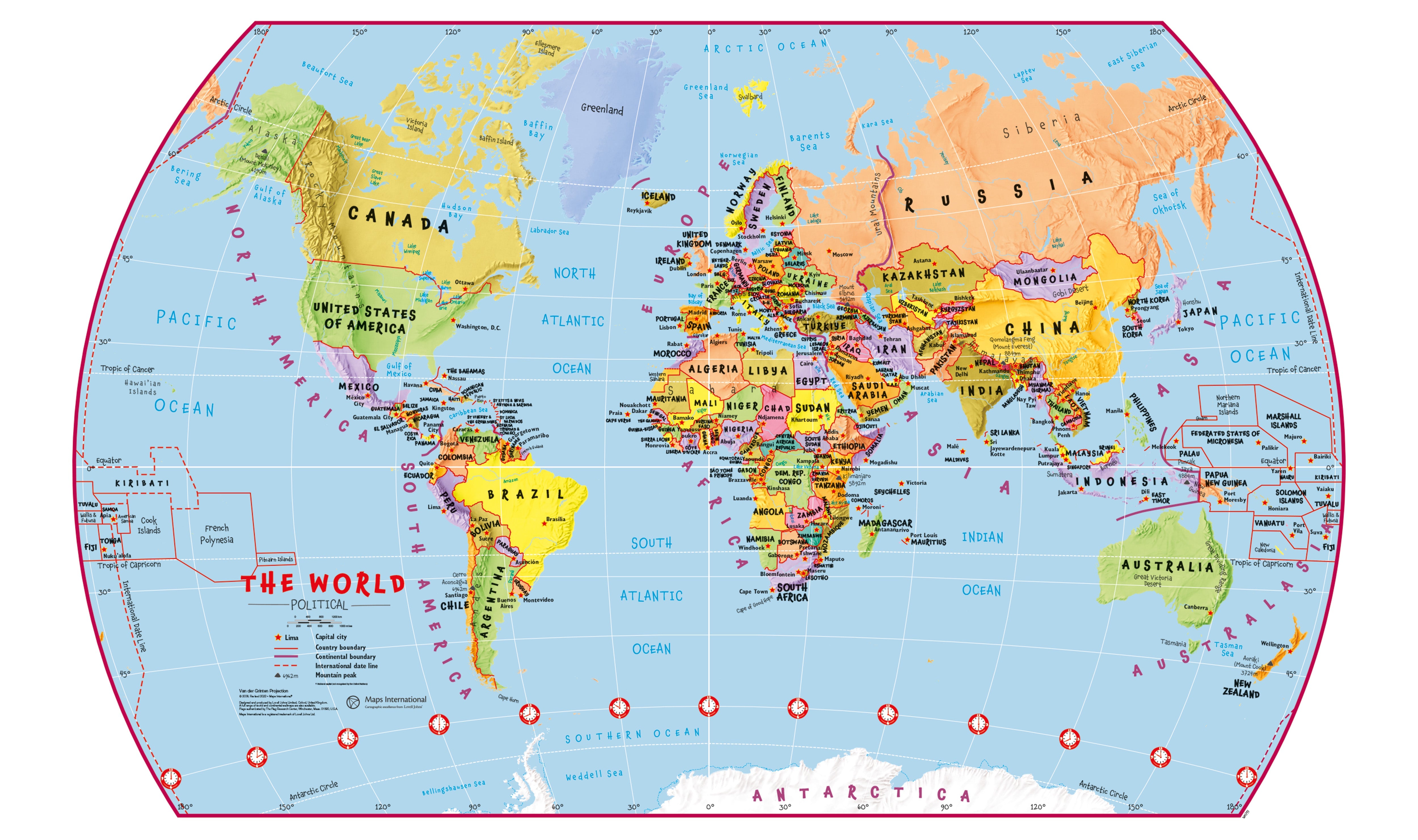 WM00797_S_LAMIN - Primary World Wall Map Political