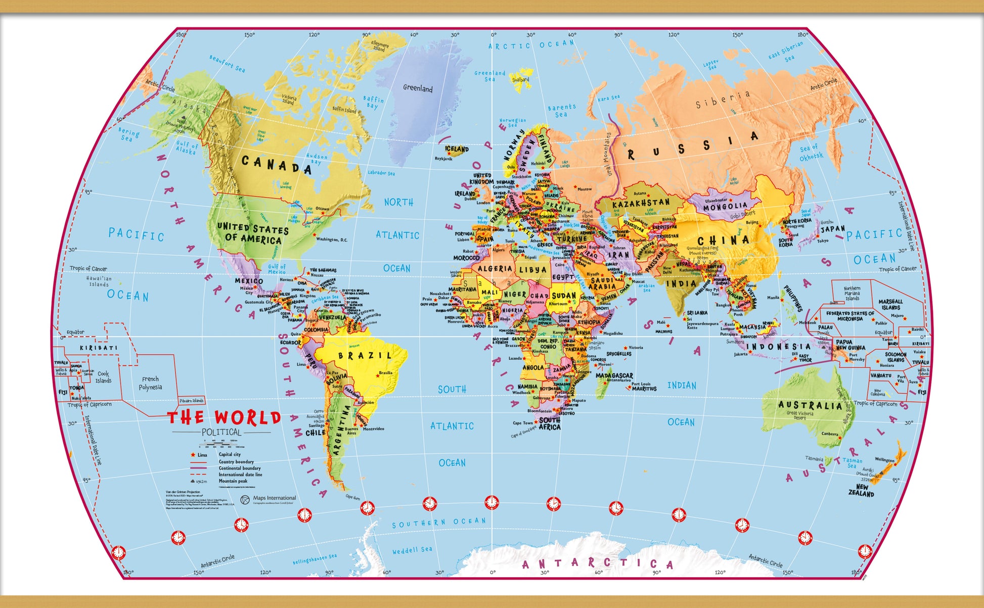 WM00797_S_LWDHB - Primary World Wall Map Political