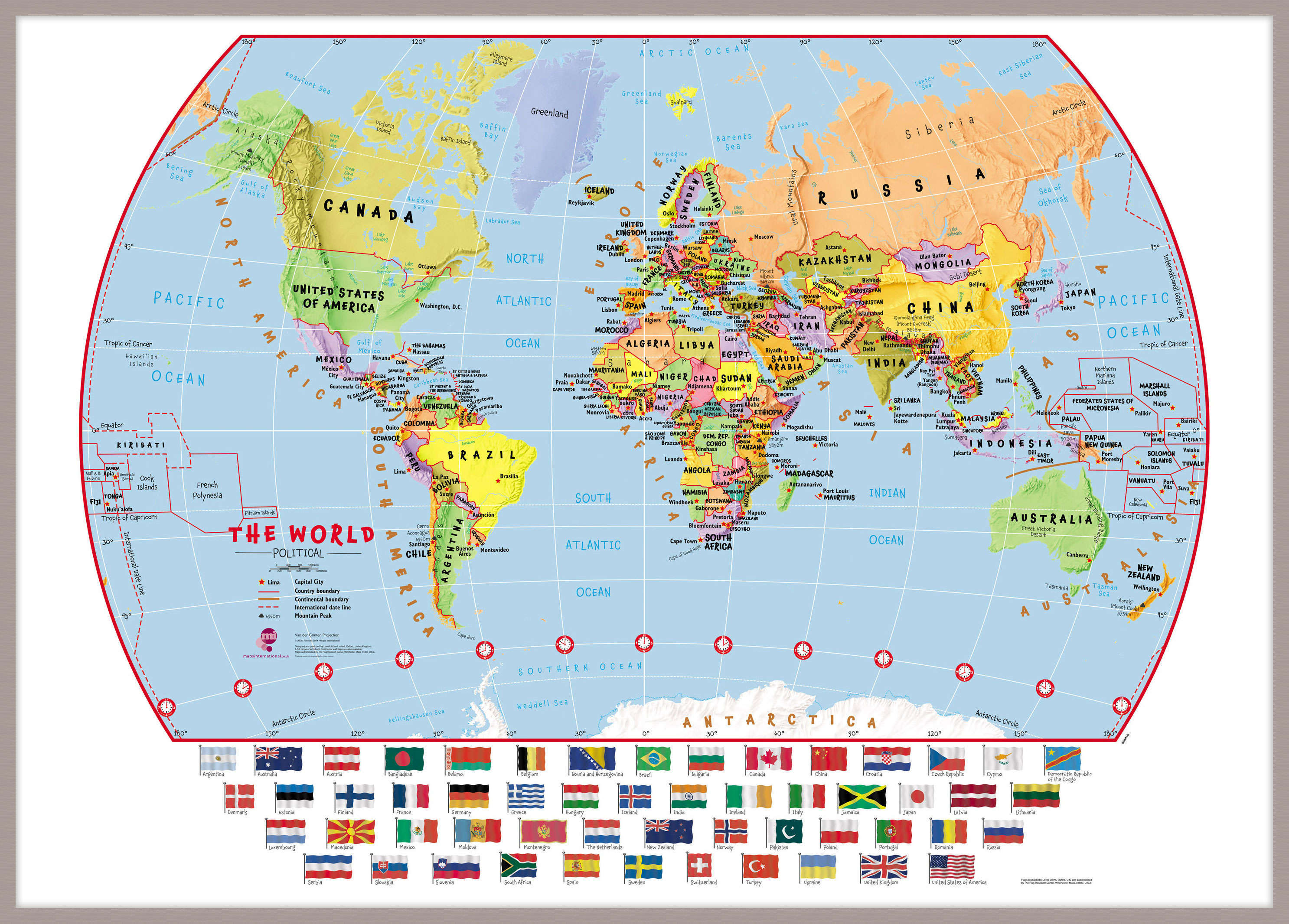 WM00414_H_MGFAL - Primary World Wall Map Political with flags
