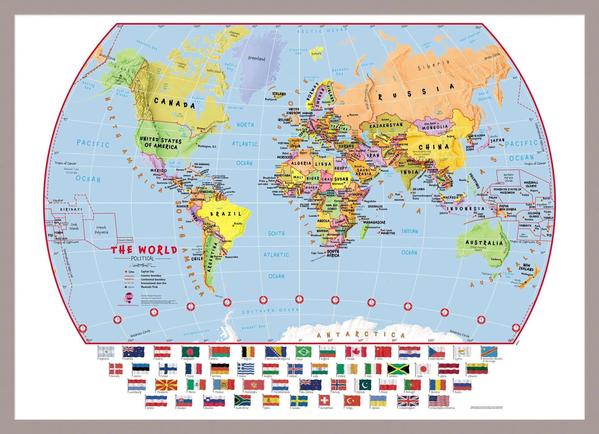 WM00414_S_MGFAL - Primary World Wall Map Political with flags