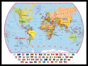WM00414_S_PINBL - Primary World Wall Map Political with flags