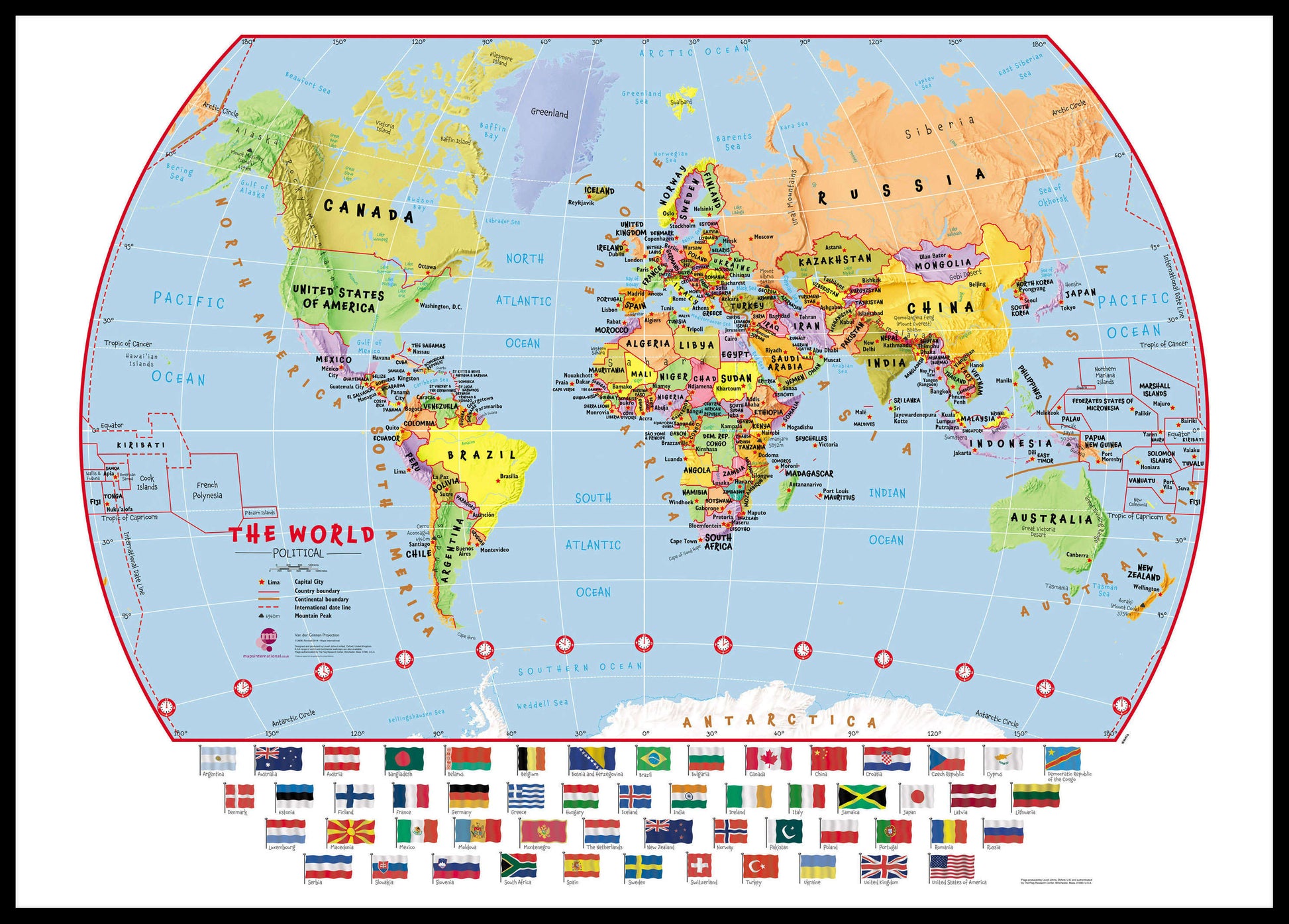 WM00414_L_LBDBL - Primary World Wall Map Political with flags