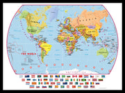 WM00414_S_PINBL - Primary World Wall Map Political with flags