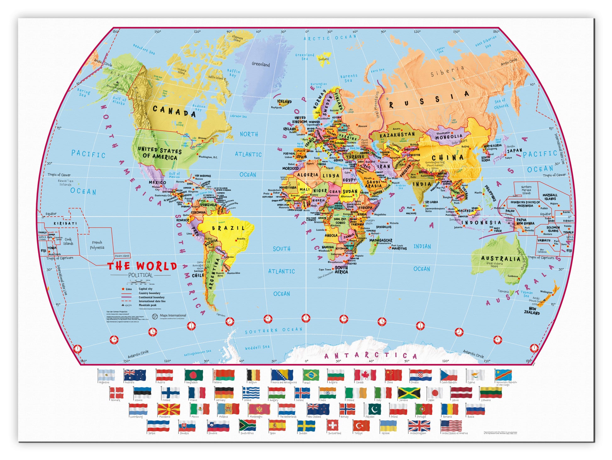 WM00414_S_CANVA - Primary World Wall Map Political with flags