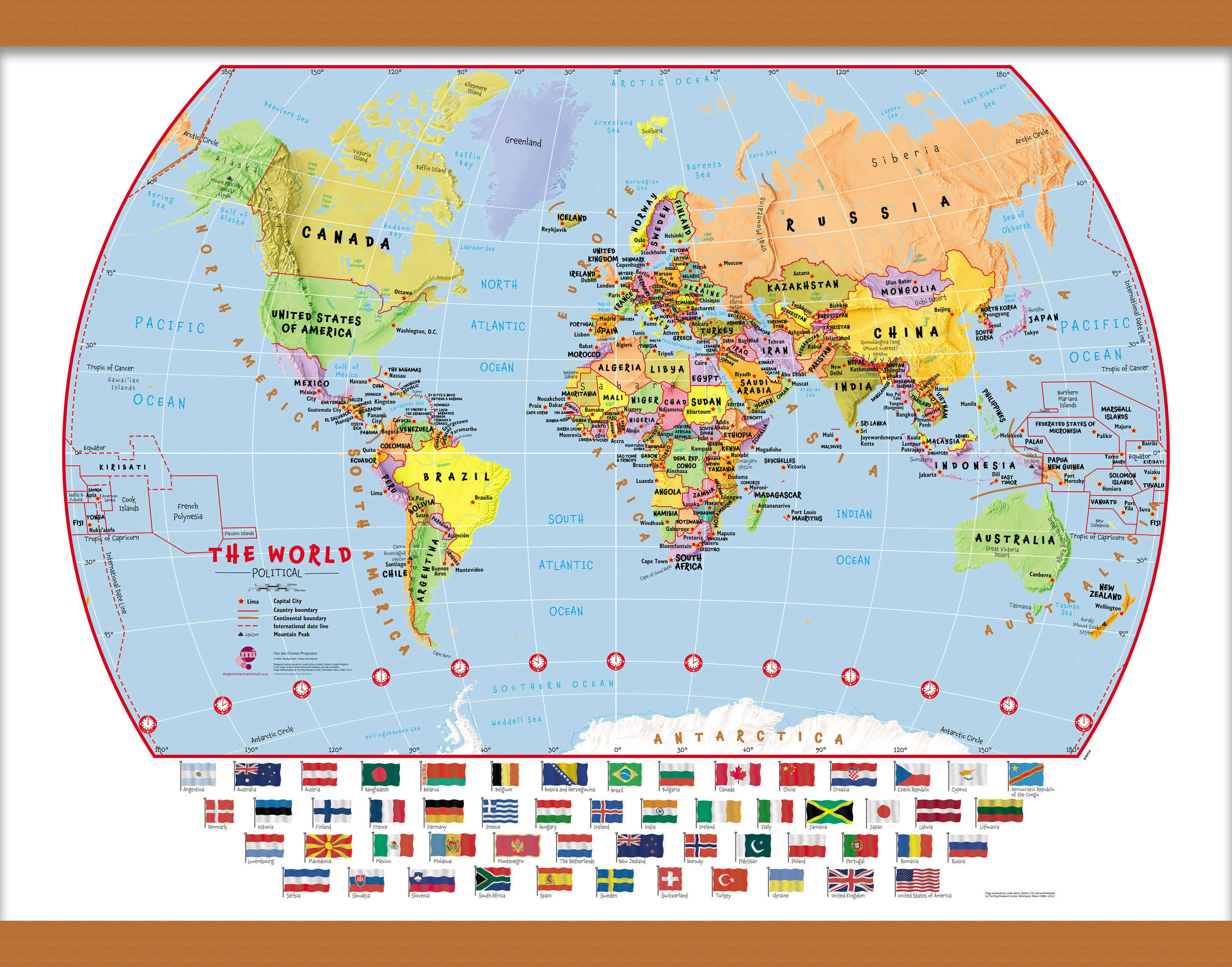 WM00414_M_CWDHB - Primary World Wall Map Political with flags