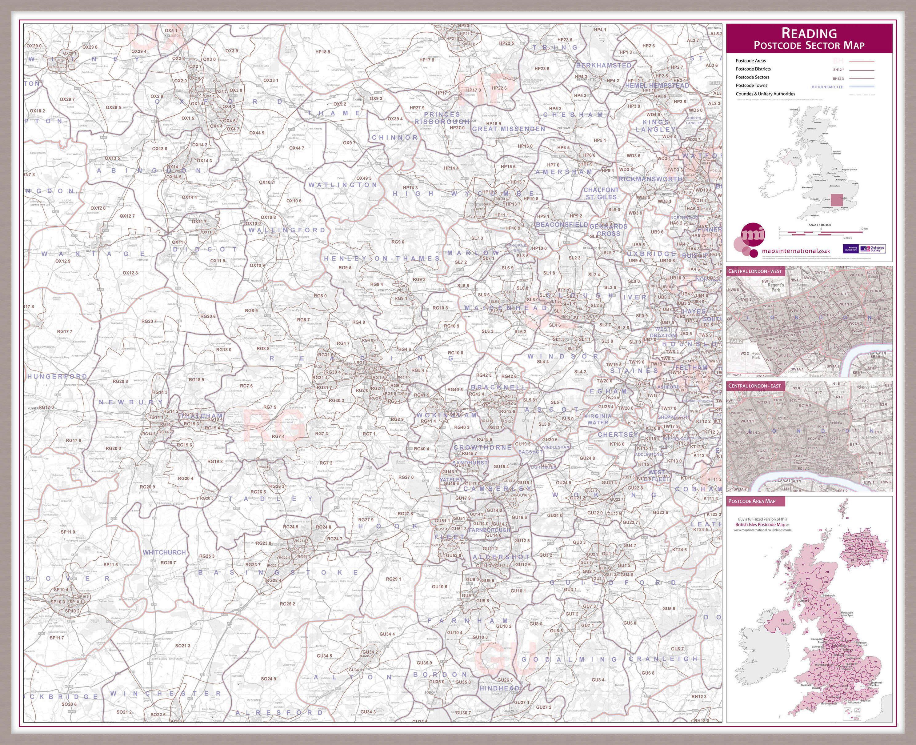 UK00784_L_LBDAL - Reading Postcode Sector Map