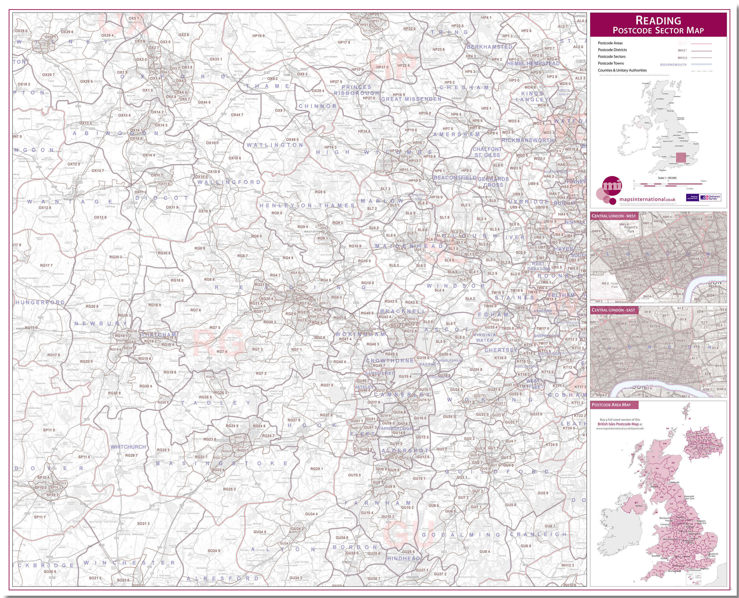 UK00784_L_LMBRD - Reading Postcode Sector Map