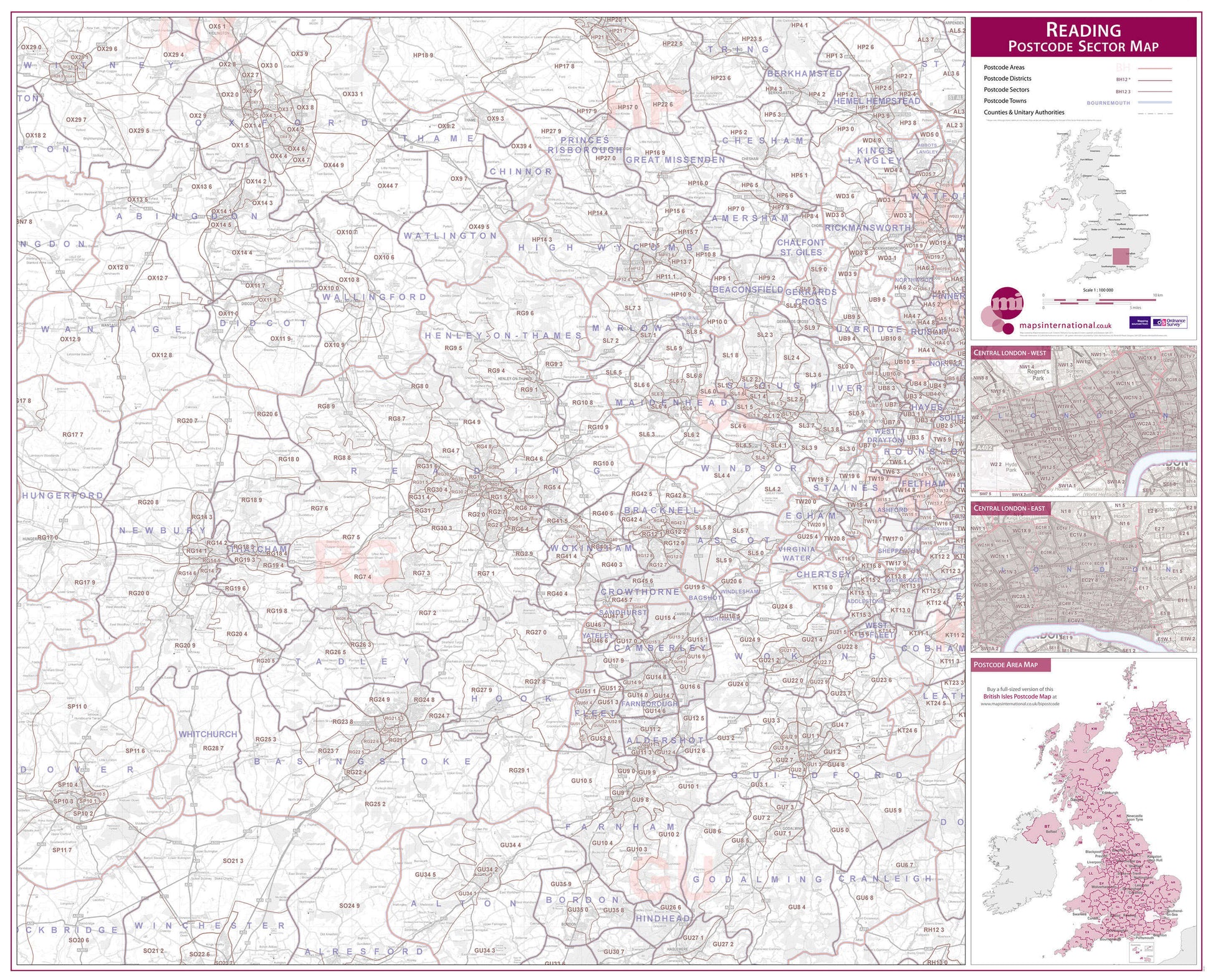 UK00784_L_PAPER - Reading Postcode Sector Map