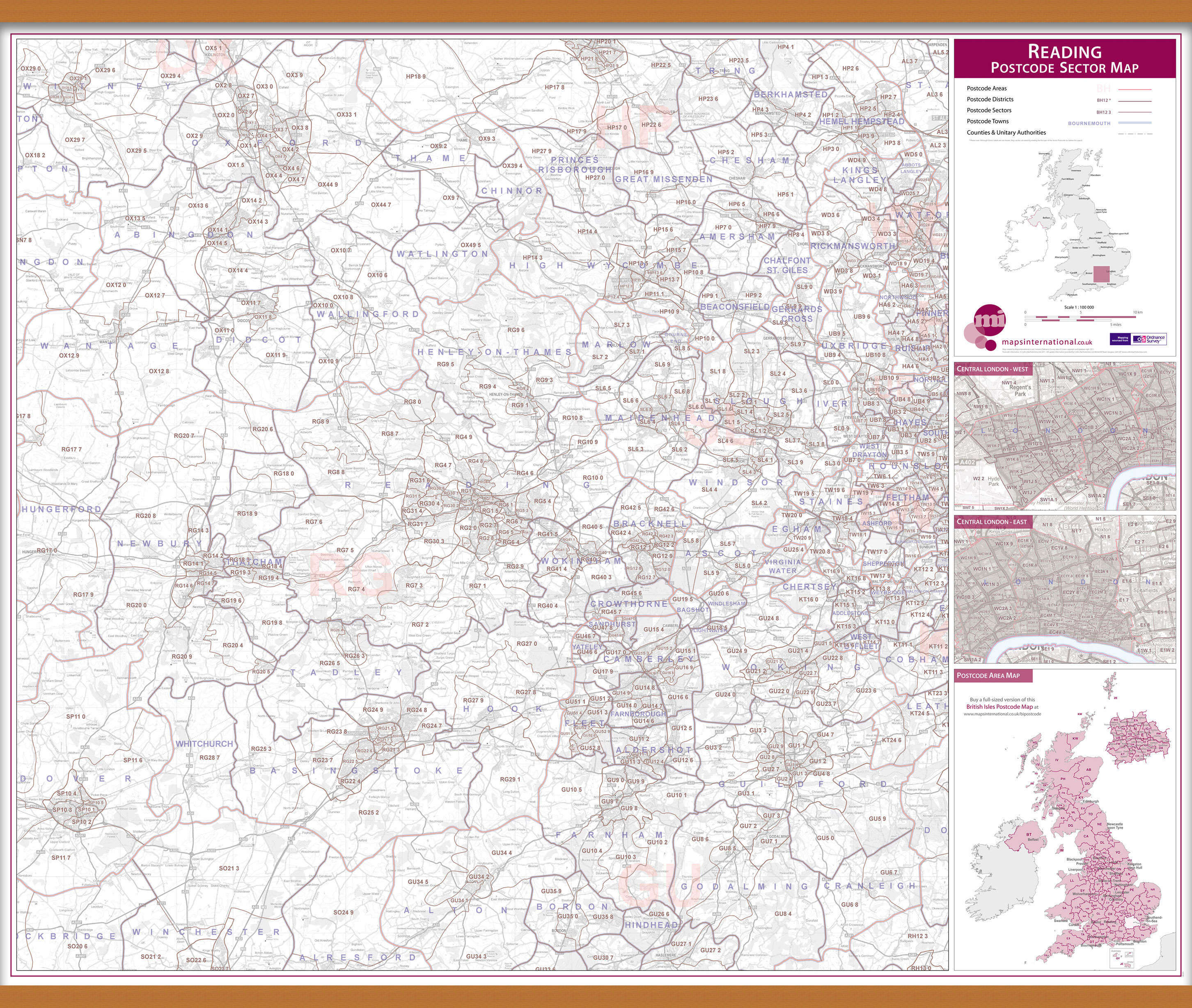 UK00784_L_LWDHB - Reading Postcode Sector Map