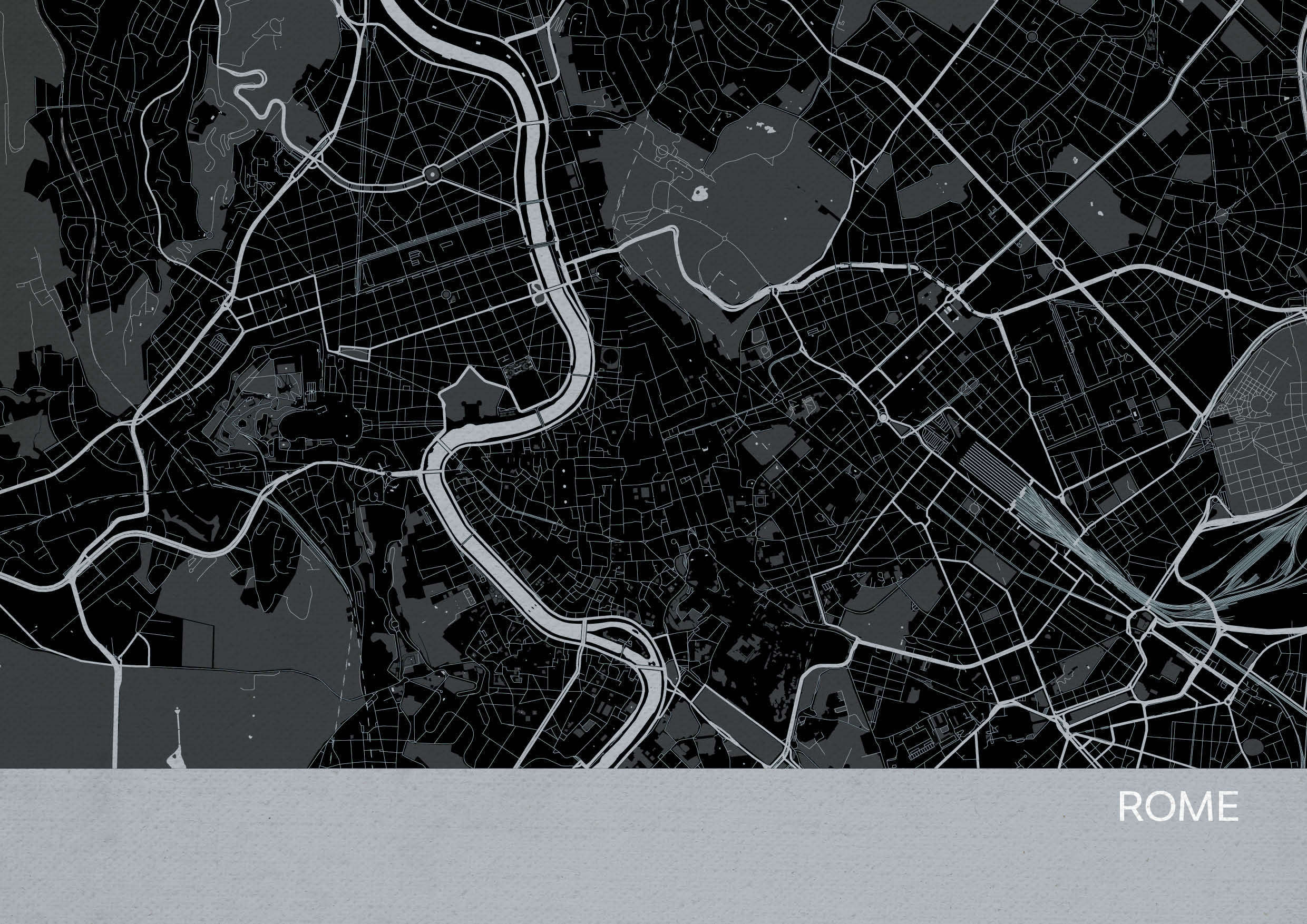 LS01560_S_MATTP - Rome City Street Map Print Charcoal