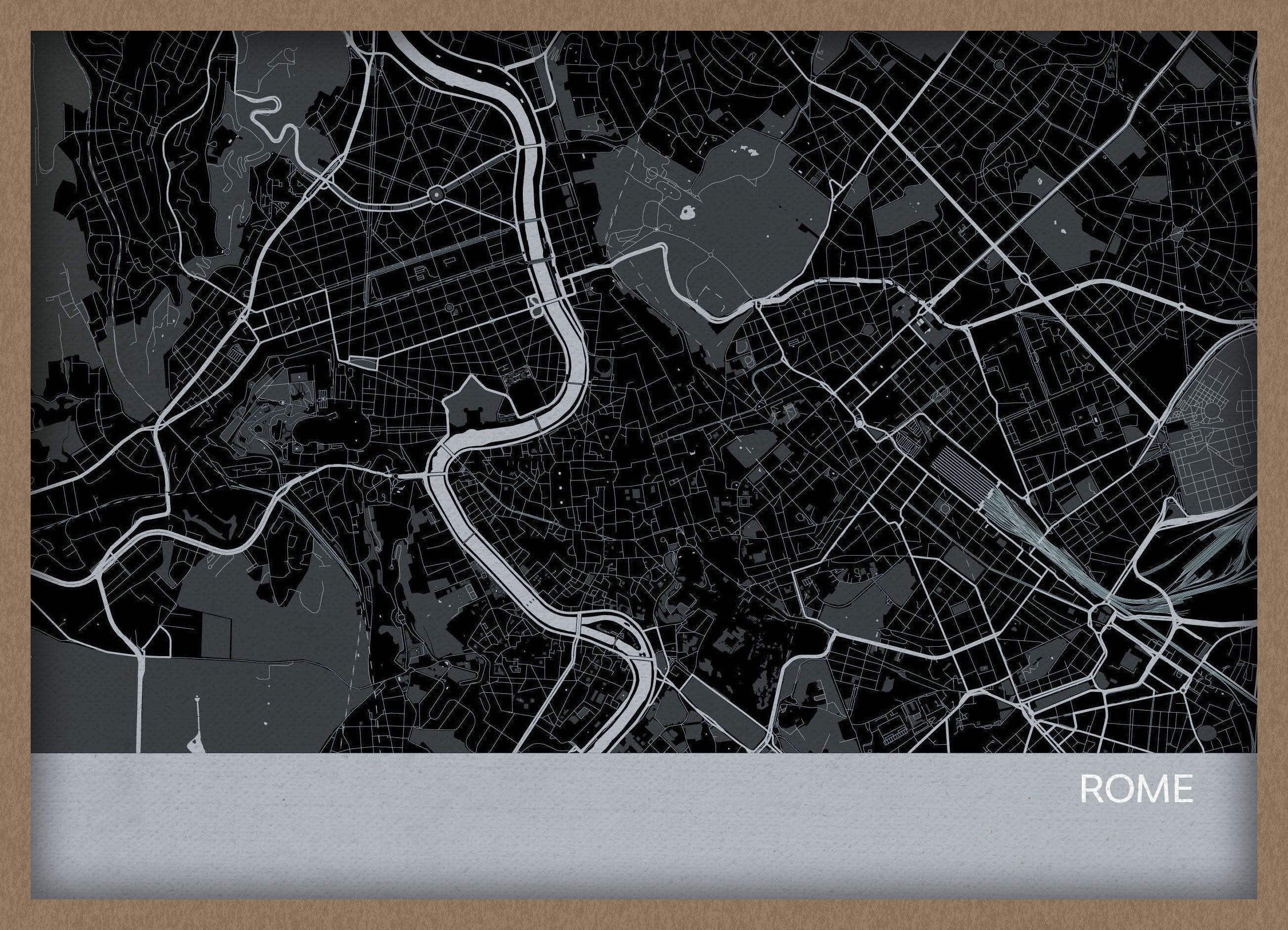 LS01560_3_WDOAK - Rome City Street Map Print Charcoal