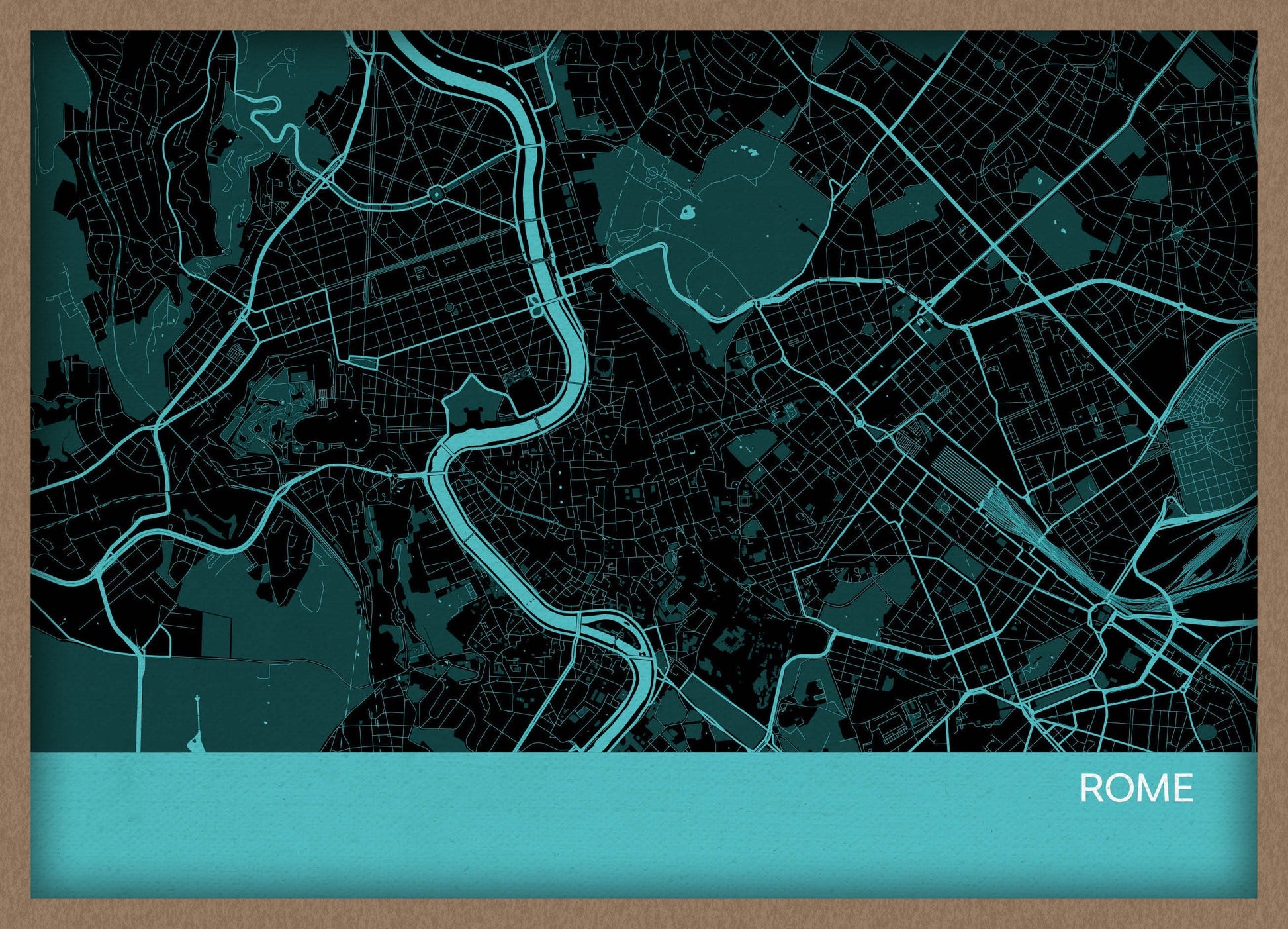 LS01571_3_WDOAK - Rome City Street Map Print Turquoise