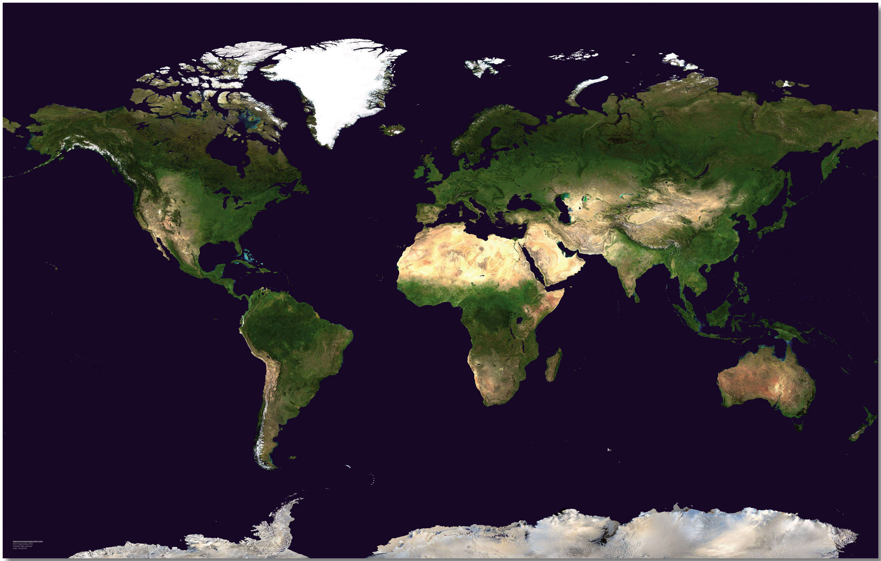 WM00875_M_PNBRD - Satellite Map of the World