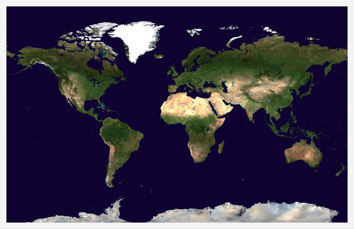WM00875_S_BWWHI - Satellite Map of the World