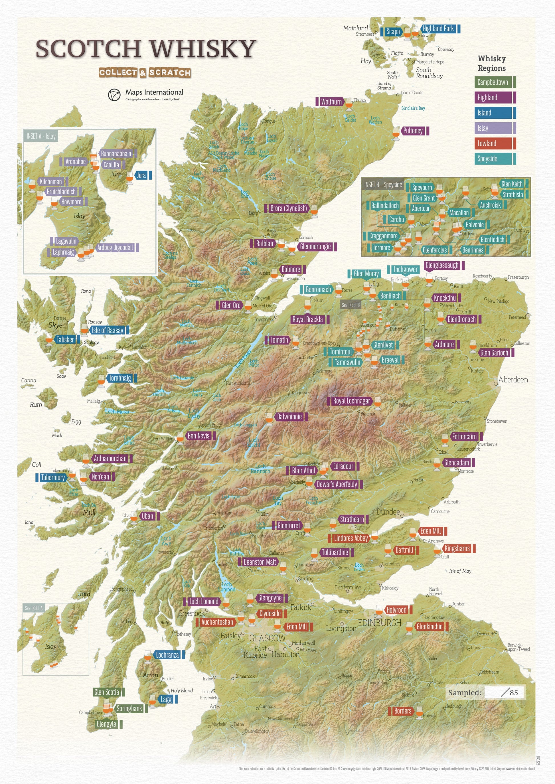 UK01626_3_SILKP - Scratch Off Scotland Whisky Distilleries Print