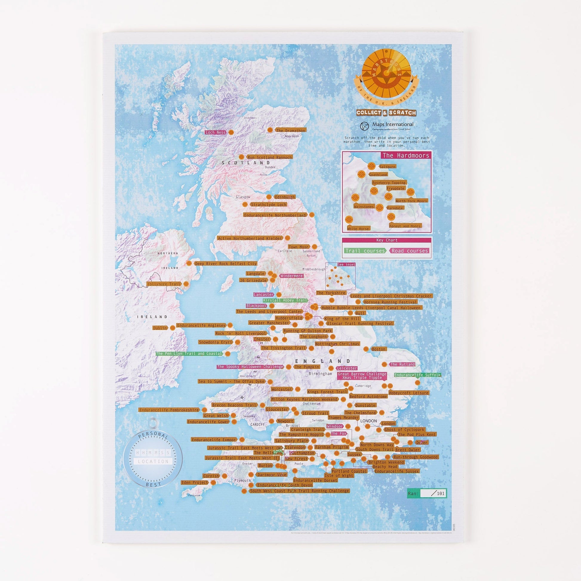 UK01695_3_BWOAK - Scratch Off UK and Ireland Marathons Print