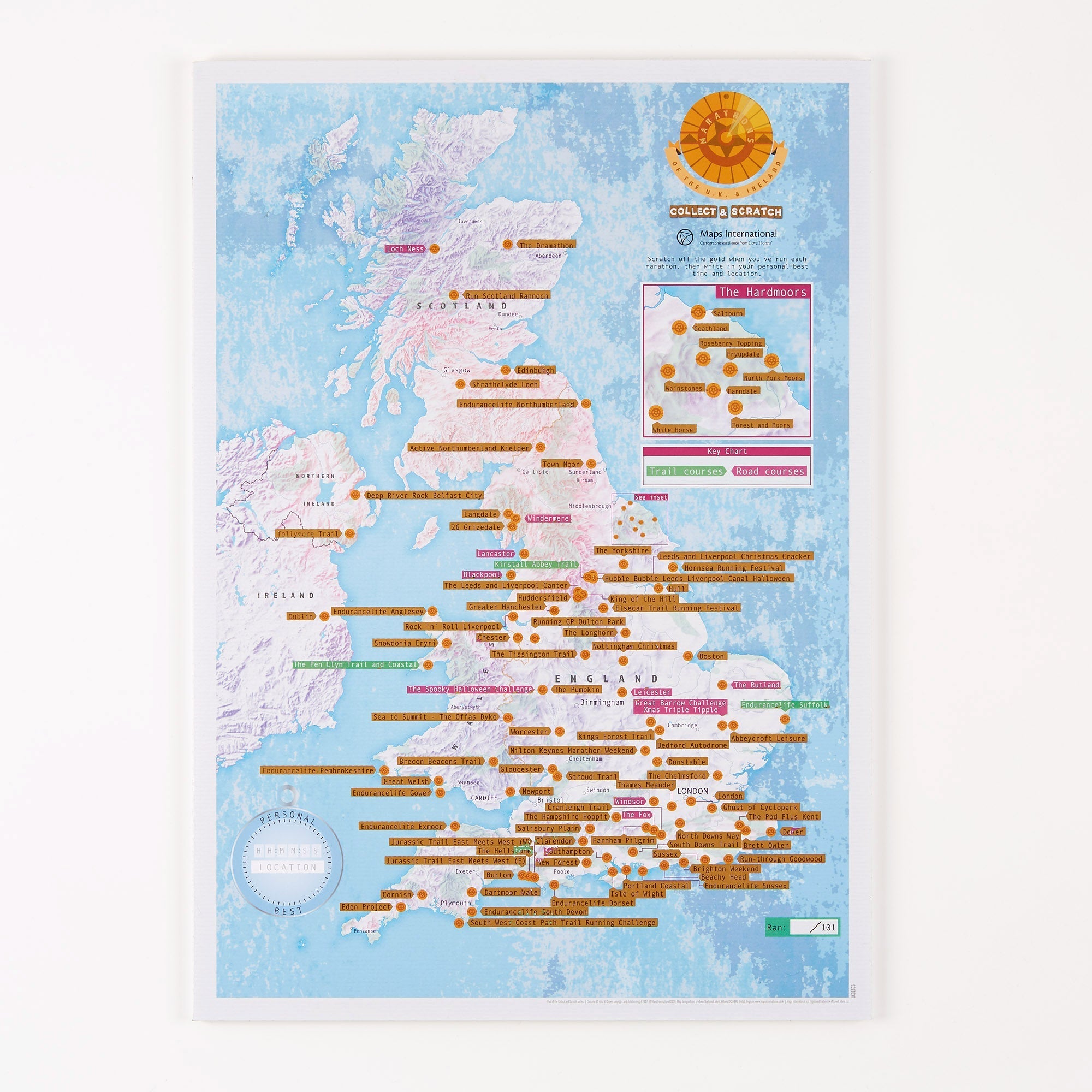 UK01695_3_BWOAK - Scratch Off UK and Ireland Marathons Print