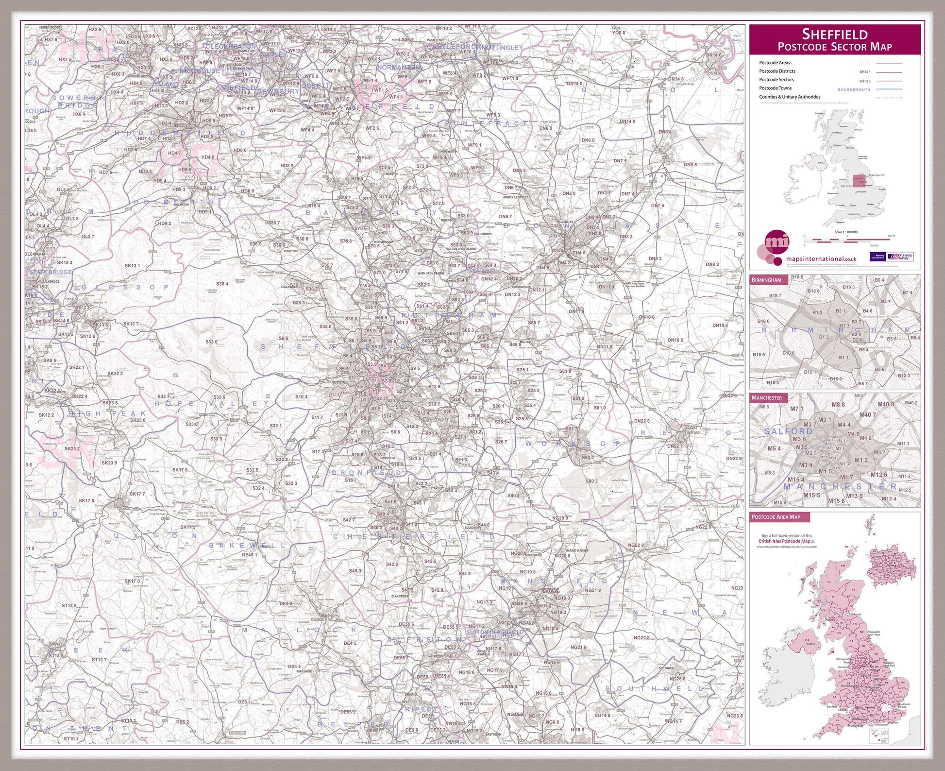UK00785_L_MGFAL - Sheffield Postcode Sector Map