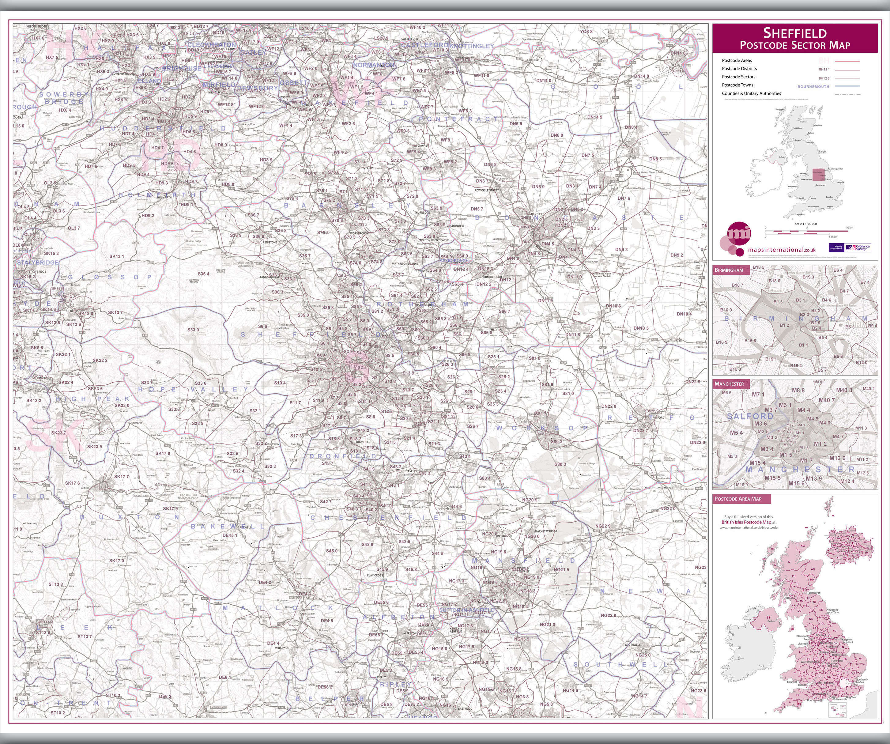 UK00785_L_LAMHB - Sheffield Postcode Sector Map