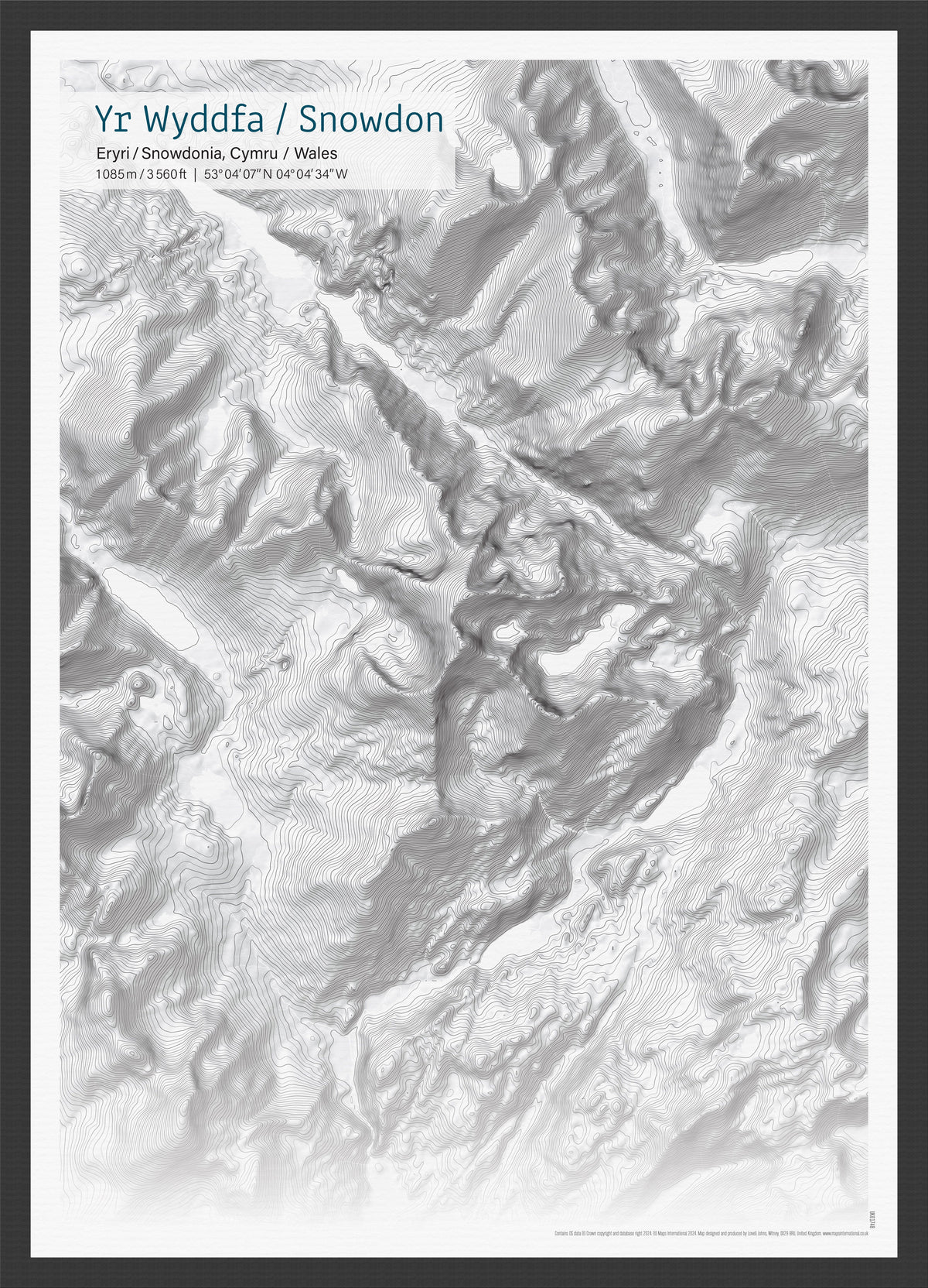 UK01748_3_WDBLA - A3 Snowdon Topographic Contour Map Print