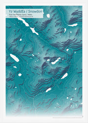 UK01838_3_WDWHI - A3 Snowdon Topographic Cut Out Contour Map Print - Teal