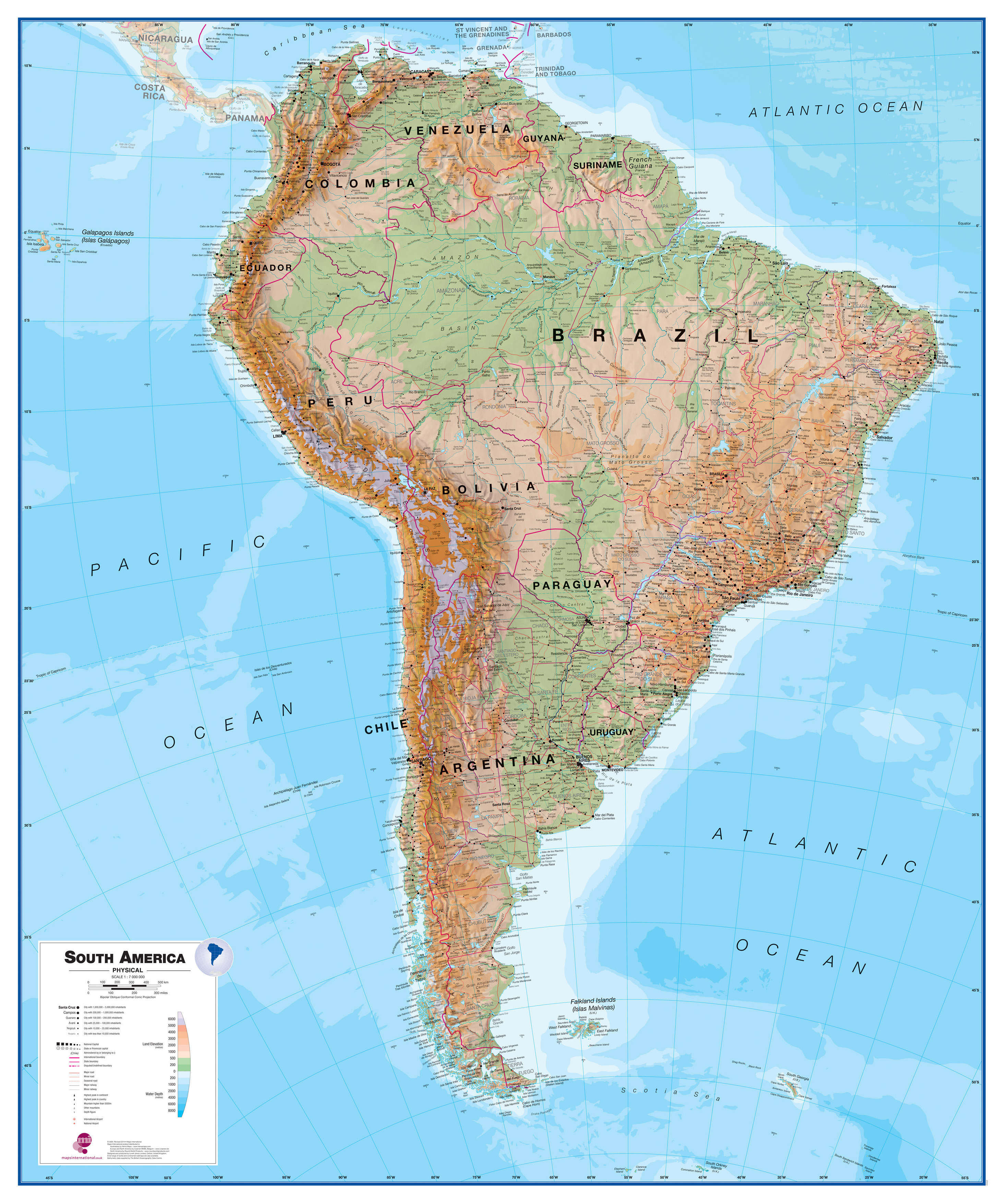 CT00412_L_CANRL - South America Wall Map Physical
